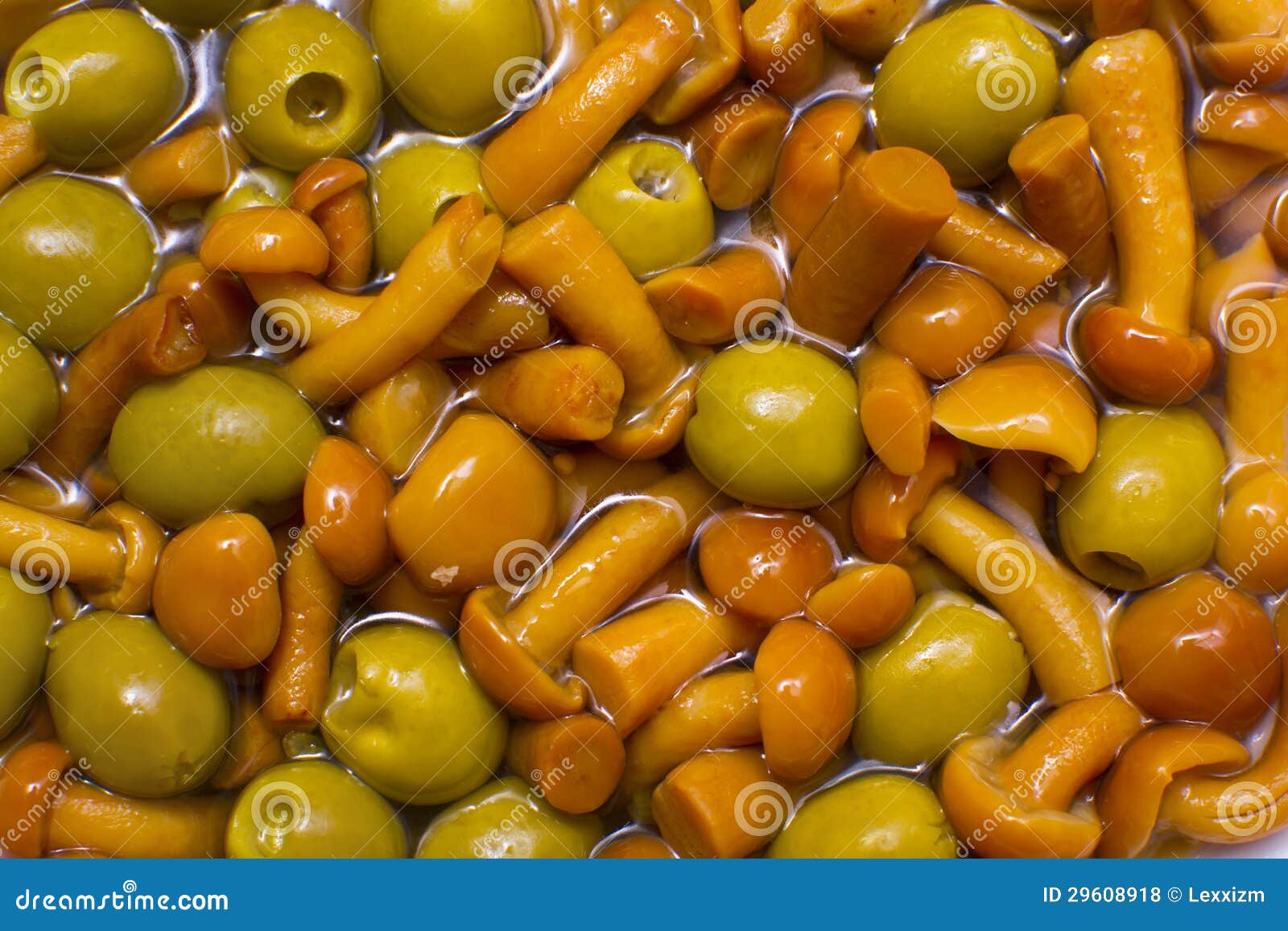 Mushrooms and olives stock photo. Image of berry, snack 29608918
