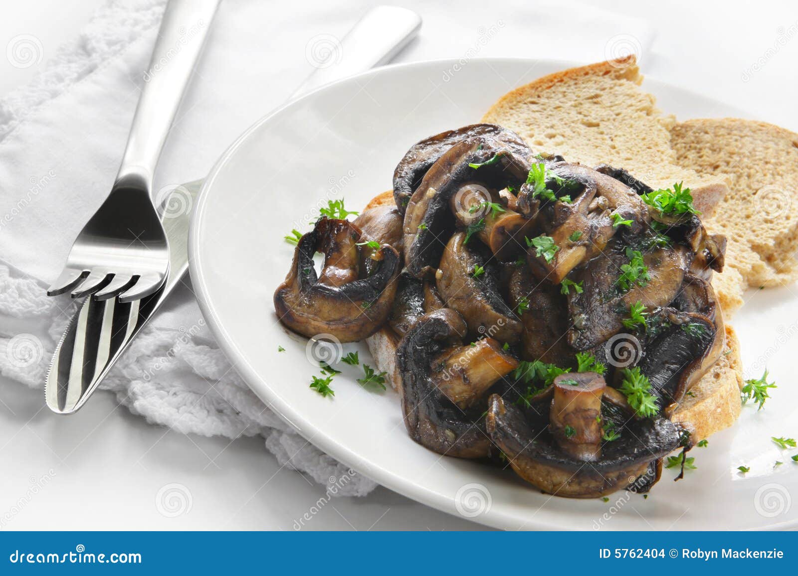 Mushrooms on Toast stock photo. Image of drink, portobello 5762404