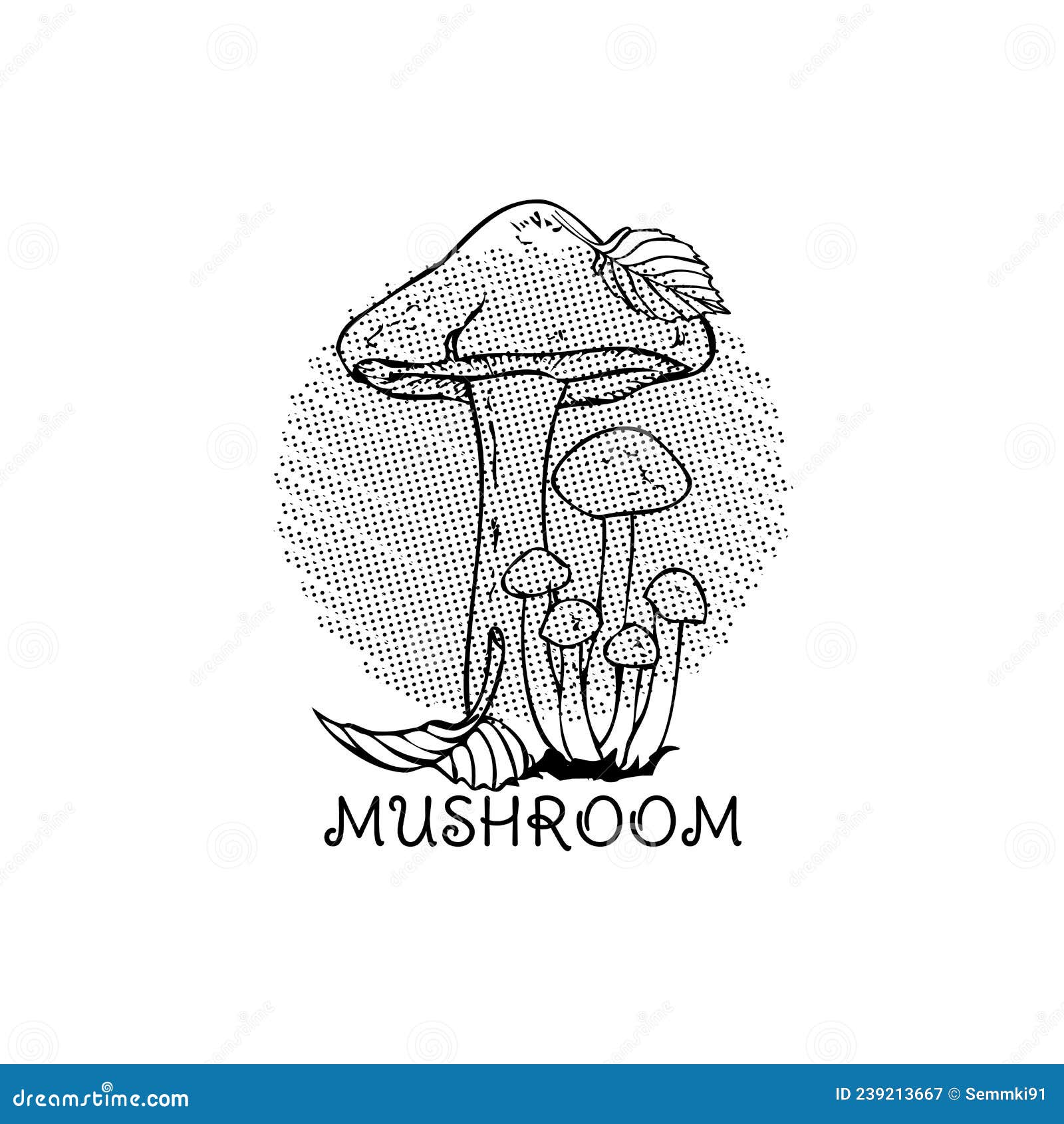 Mushrooms Vector Drawing Clipart.Print on Clothes Stock Vector