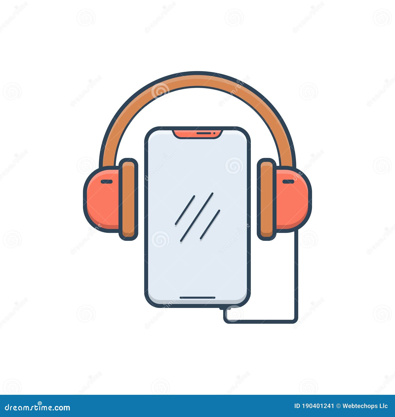 Color Illustration Icon for Music App, Tone and Headphone Stock