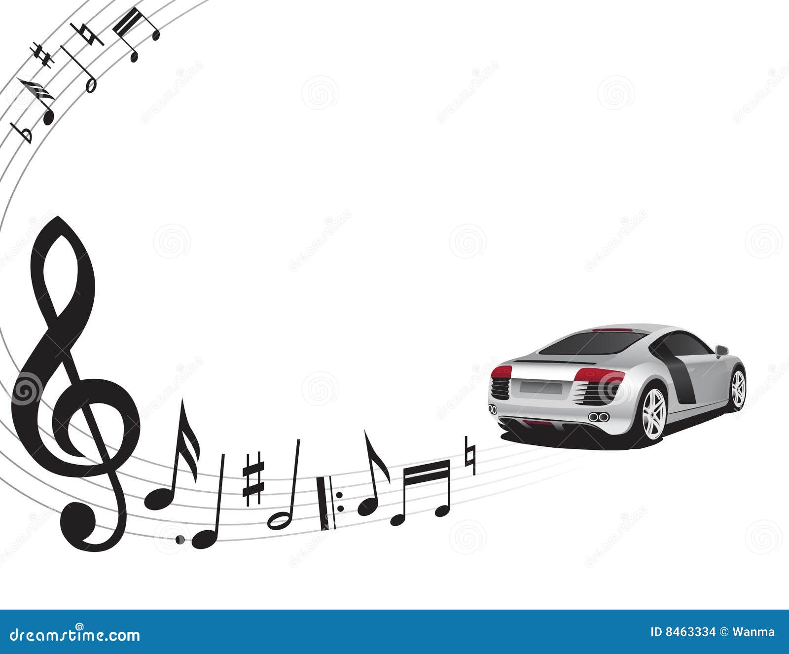 Music background and car stock vector. Illustration of beautiful 8463334