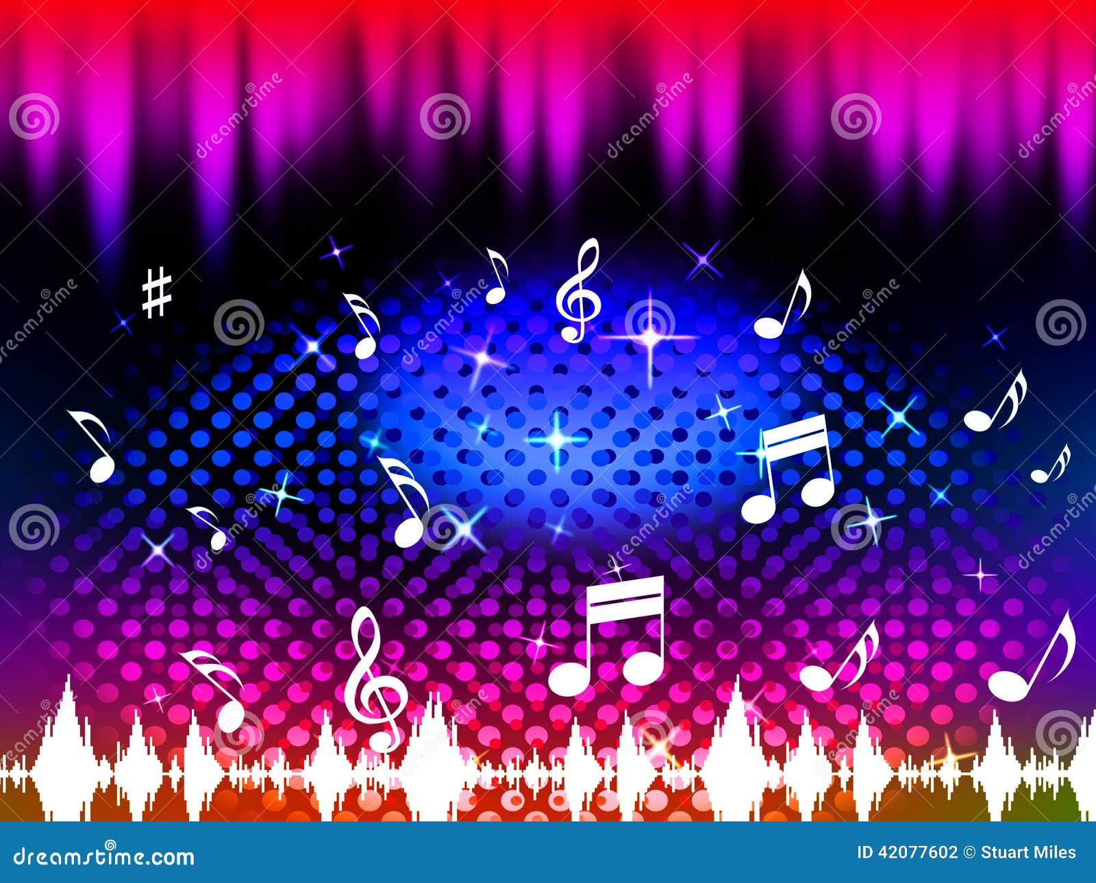 Music Background Means Singing Dancing or Melody Stock Illustration -  Illustration of notes, soundwaves: 42077602