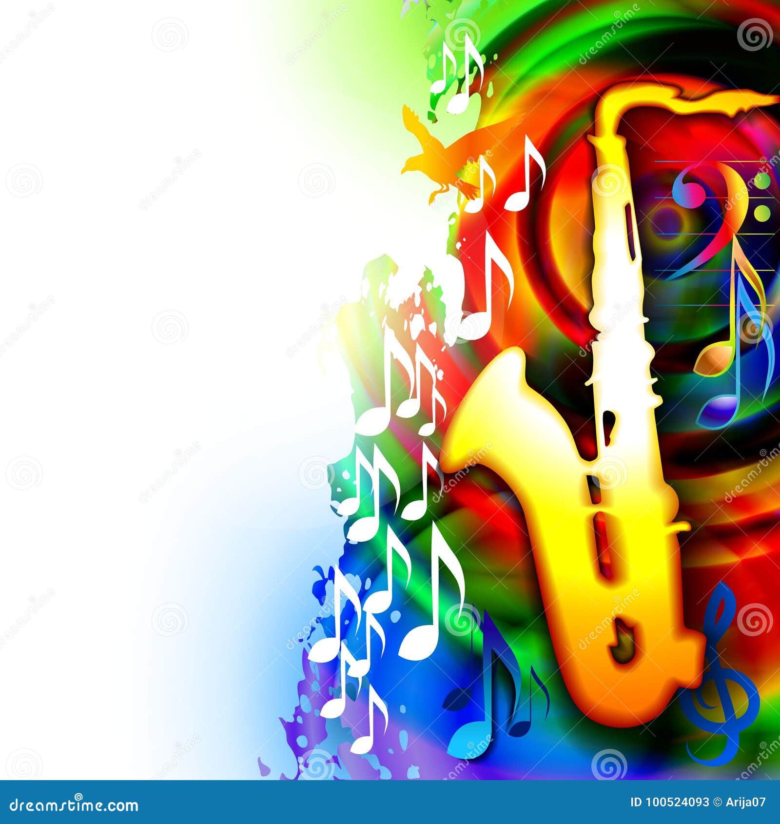 Music Background with Saxophone and Musical Notes Stock Vector