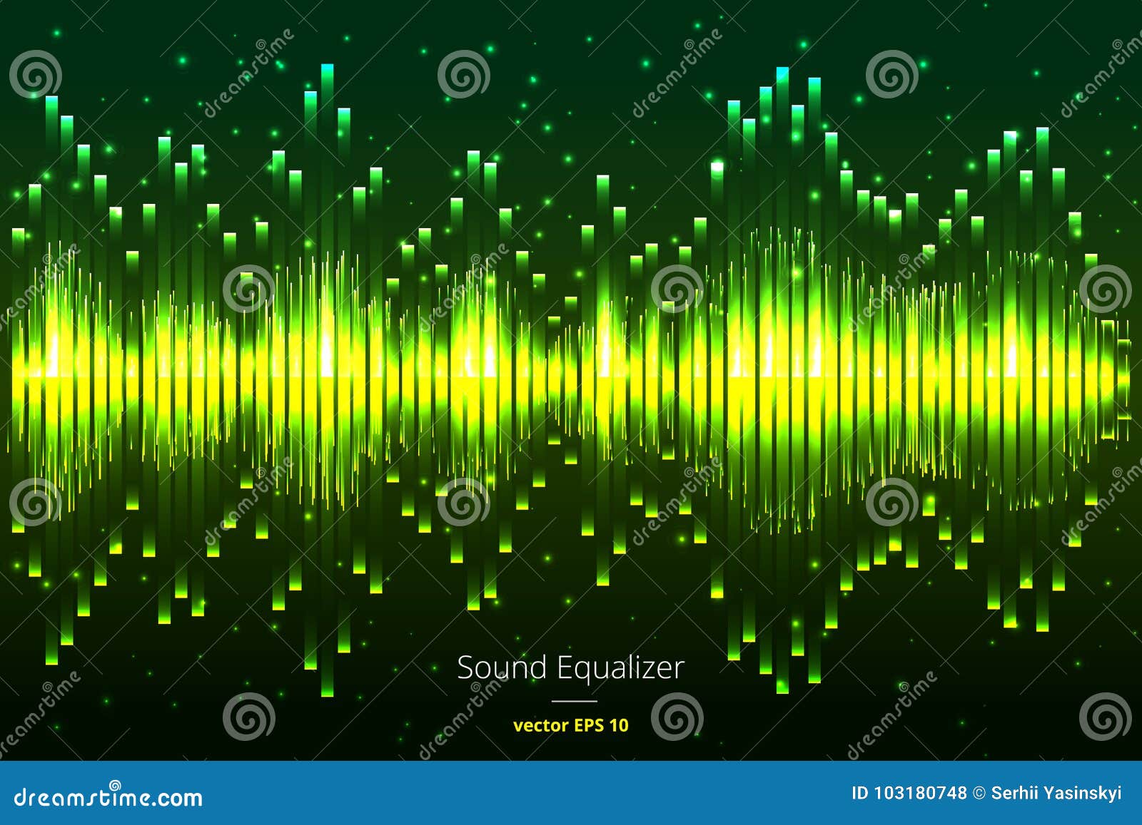 Music Beat . Green Lights Background. Abstract Equalizer. Sound Wave. Audio  Equalizer Technology. Detailed Bokeh Stock Illustration - Illustration of  audio, frequency: 103180748