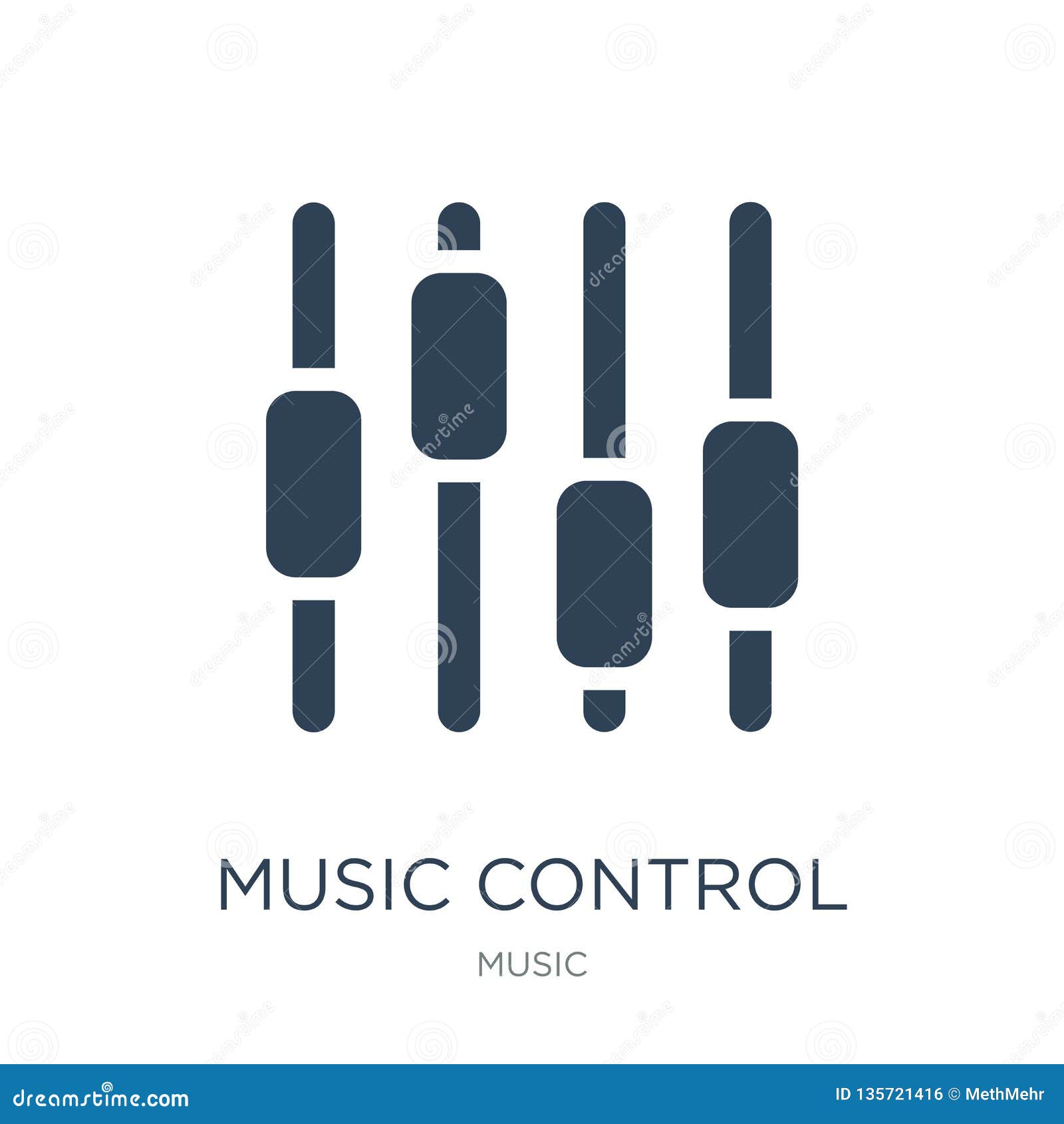 Music Control Settings Button Icon in Trendy Design Style. Music