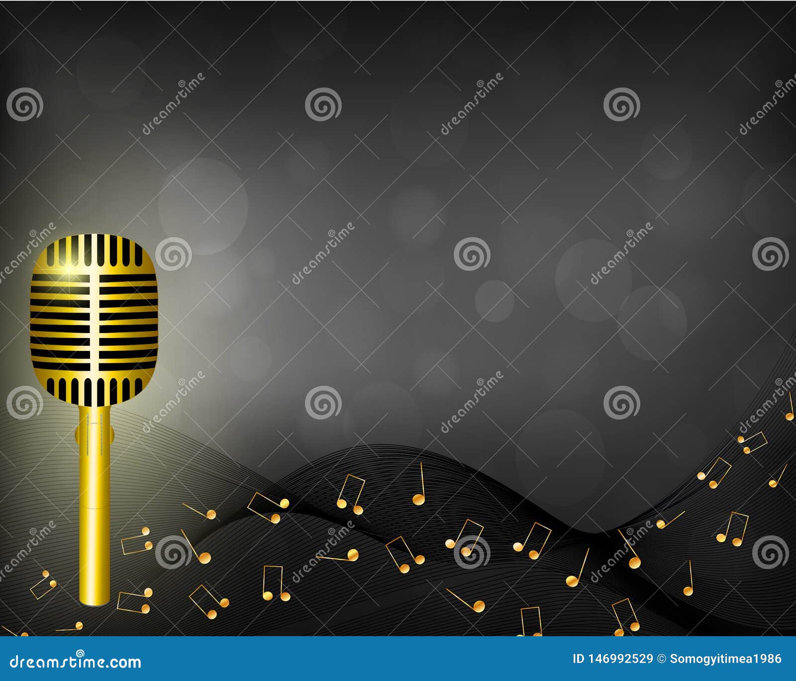 Music Background with Microphone and Notes. Stock Vector - Illustration of  invitation, concept: 146992529