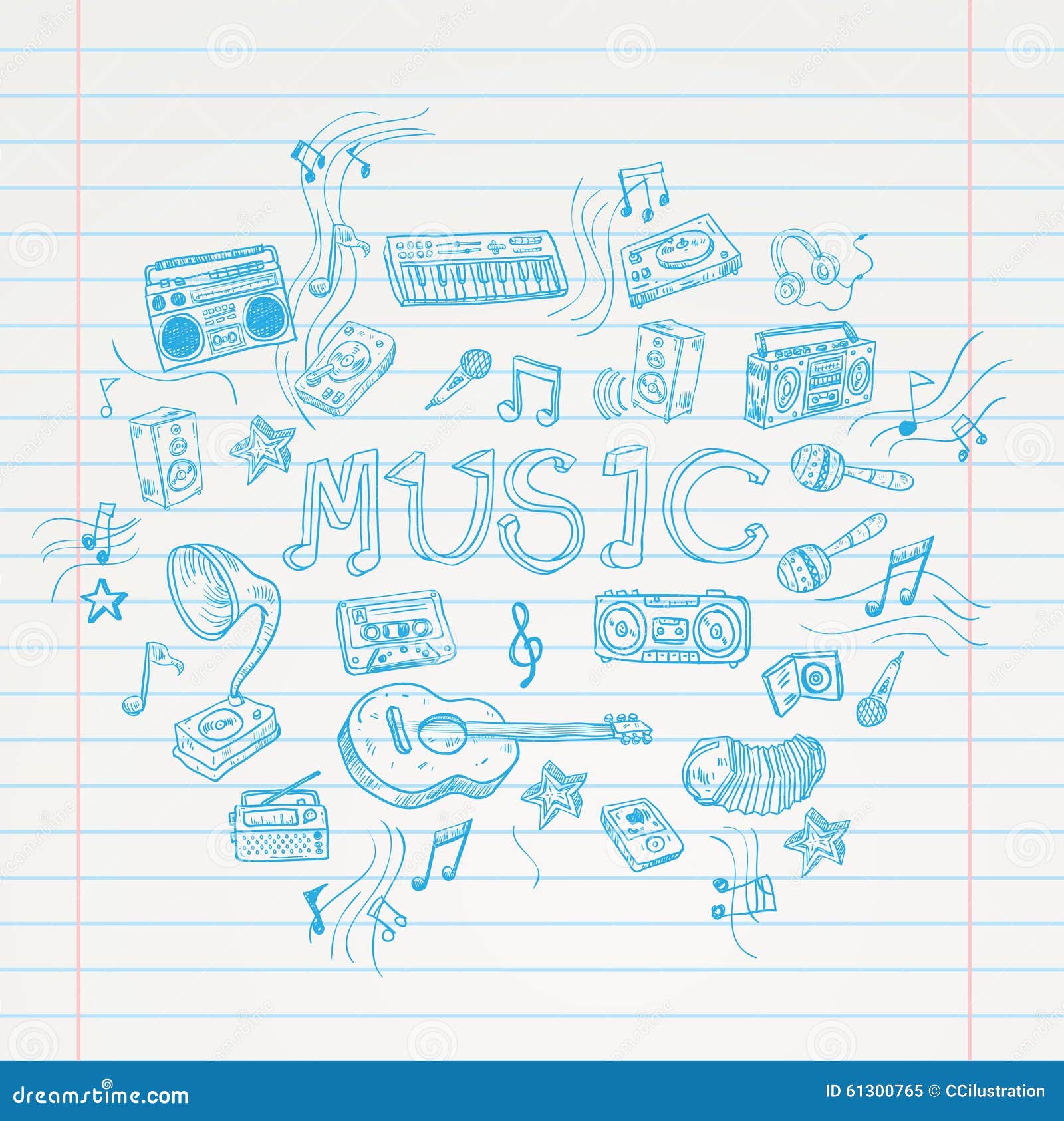 Music Doodle Collection, Hand Drawn Illustration Stock Vector ...