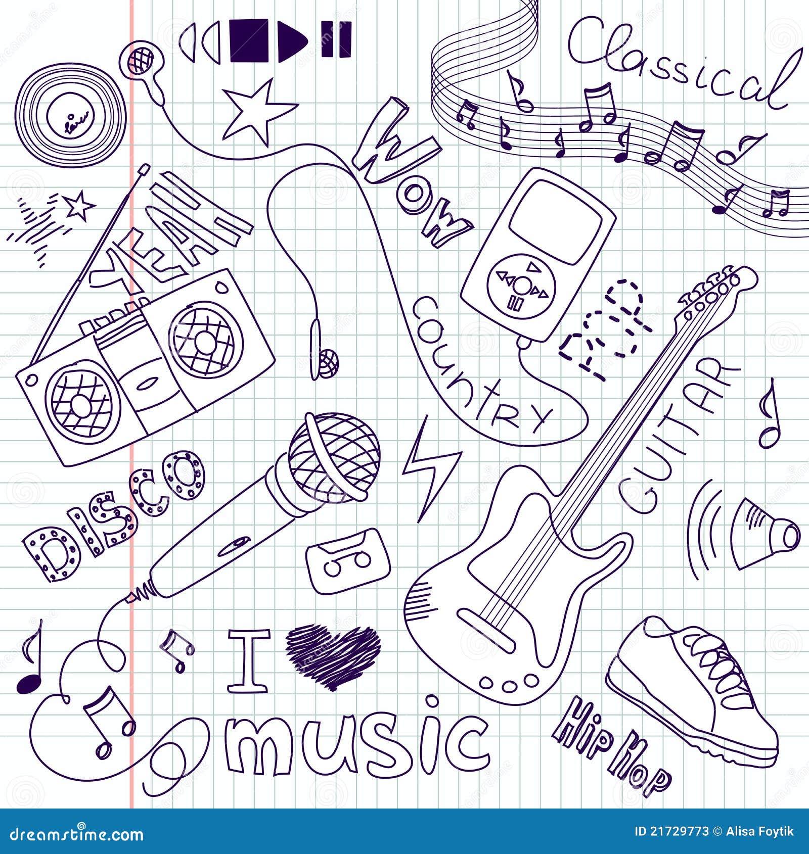 Music Doodles stock vector. Illustration of clipart, favorite - 21729773