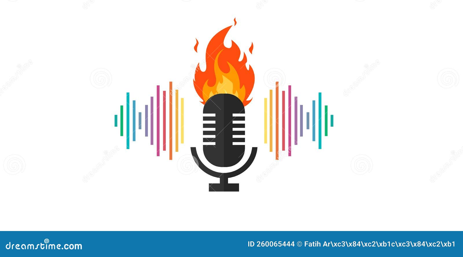 microphone with flames icon. music fire logo . flame fire podcast microphone .  drawn 