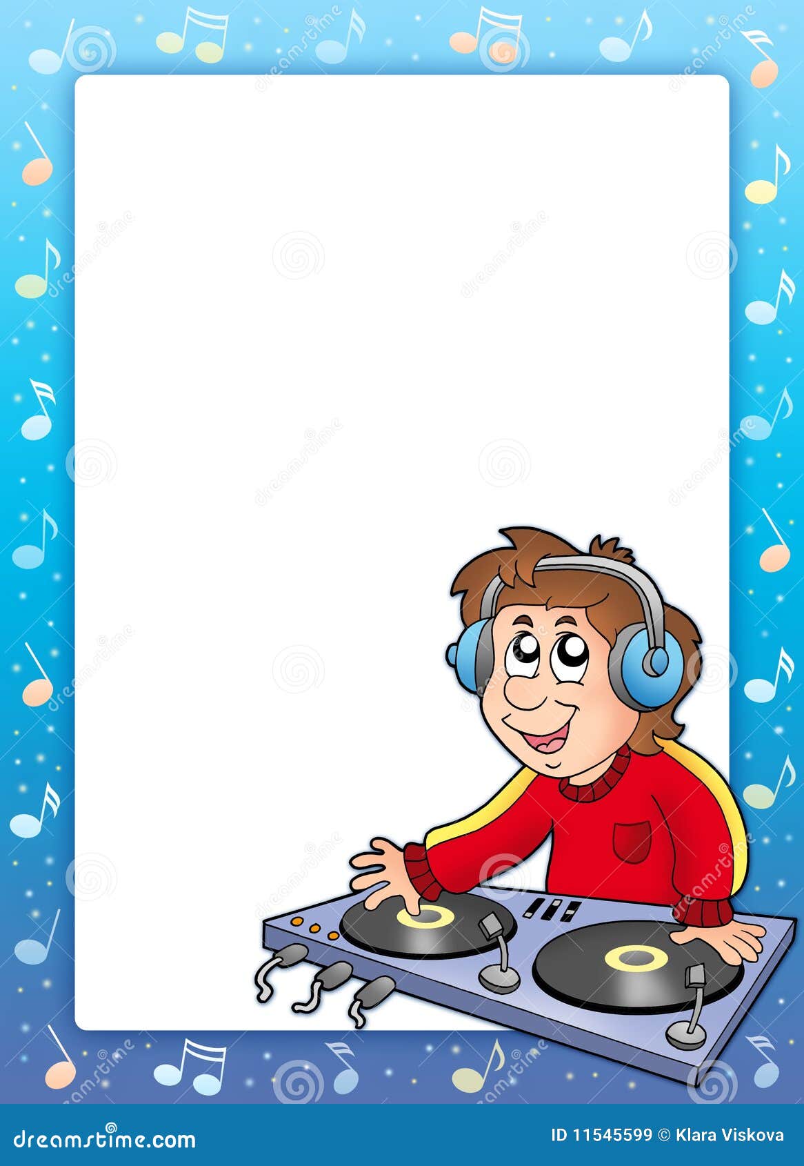 Music Frame with Cartoon DJ Boy Stock Illustration - Illustration of cartoon,  clipart: 11545599