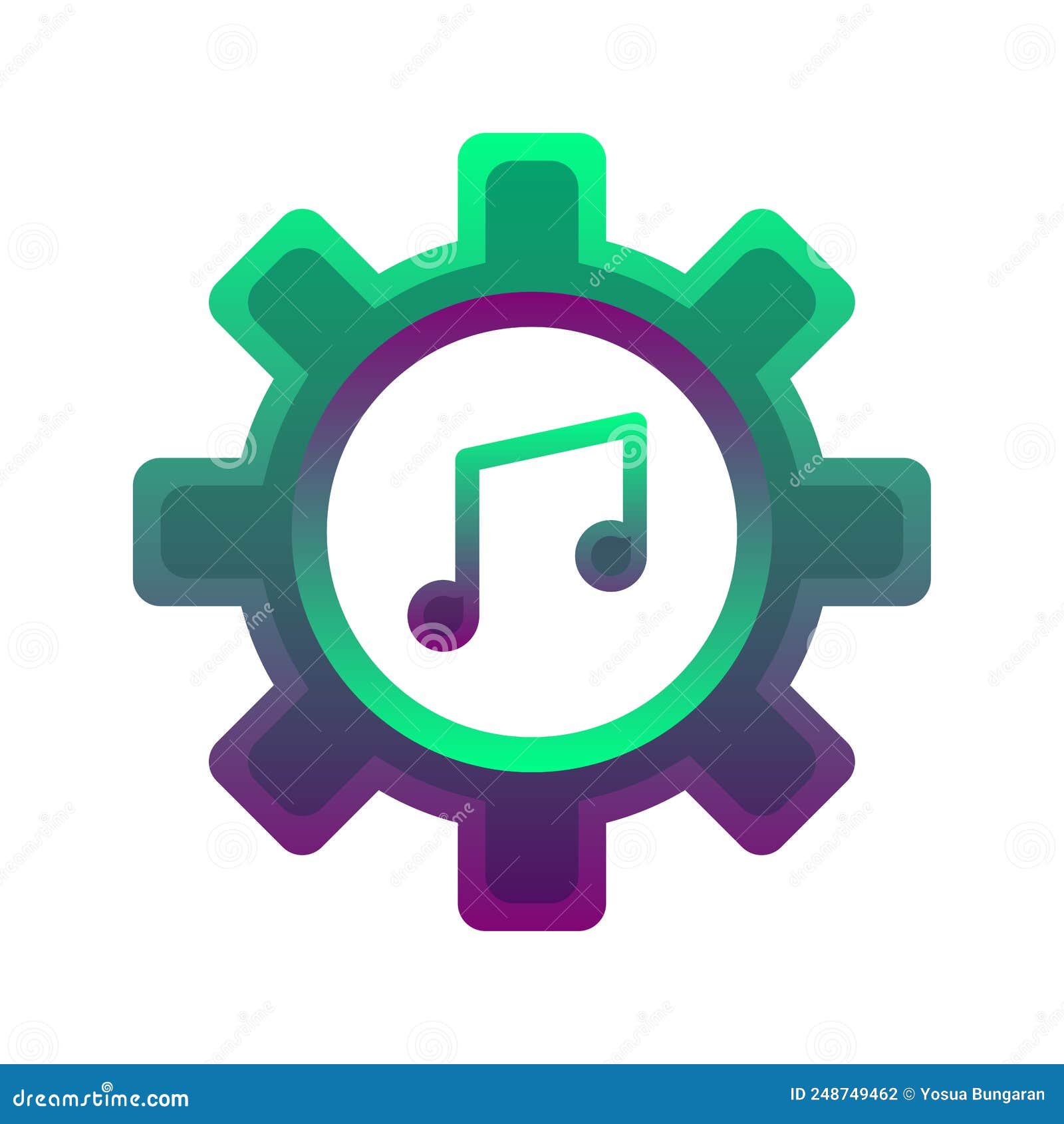 Music Gear Logo Gradient Design Template Icon Stock Vector