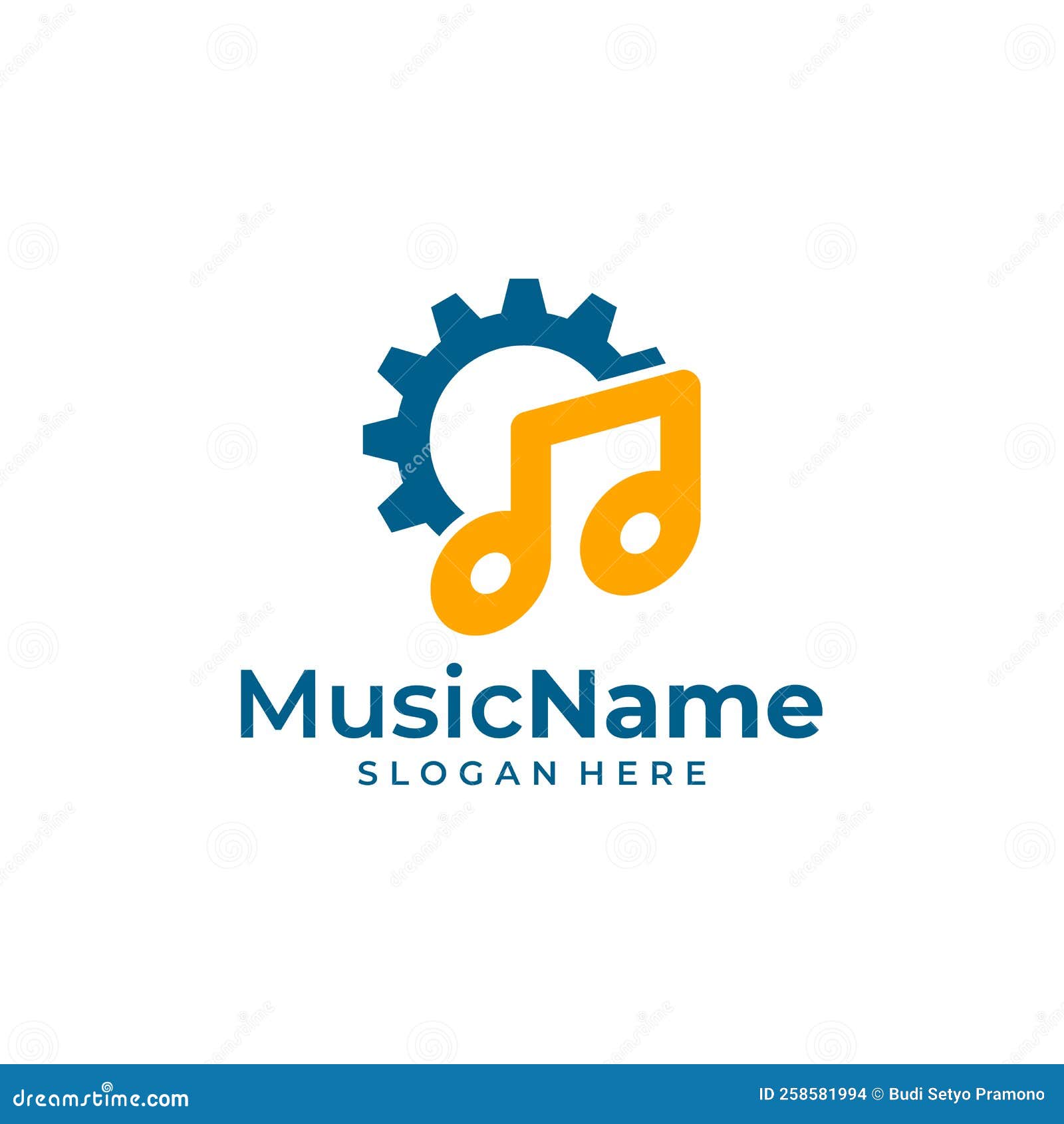 Music Gear Logo Vector Icon Illustration. Gear Music Logo Design