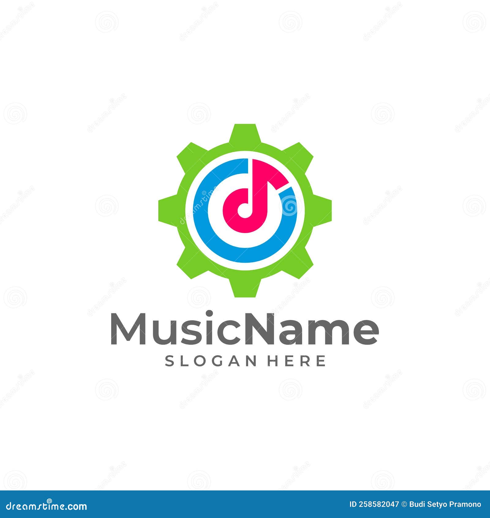 Music Gear Logo Vector Icon Illustration. Gear Music Logo Design