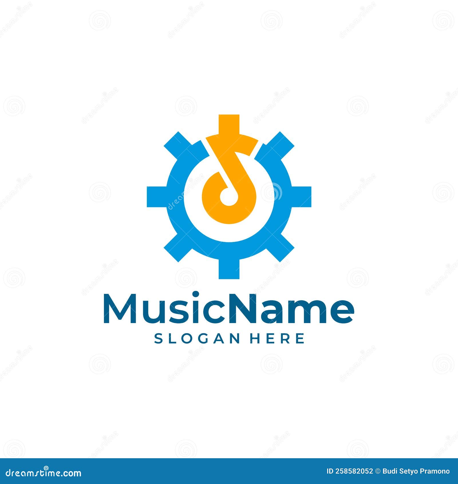 Music Gear Logo Vector Icon Illustration. Gear Music Logo Design