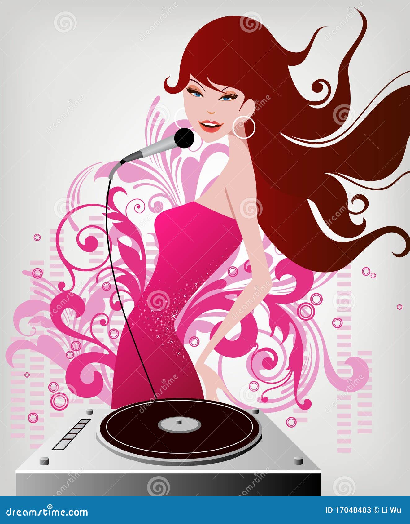 Music girl stock illustration. Illustration of grungy - 17040403