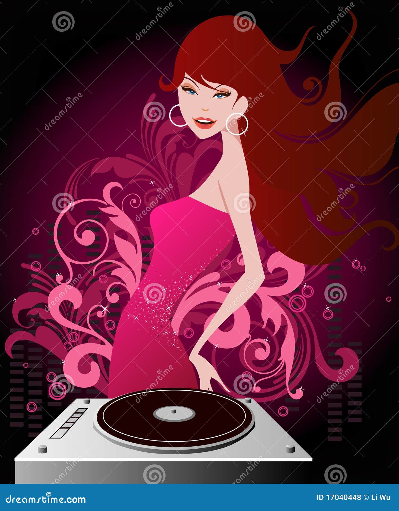 Music girl stock illustration. Illustration of floral - 17040448