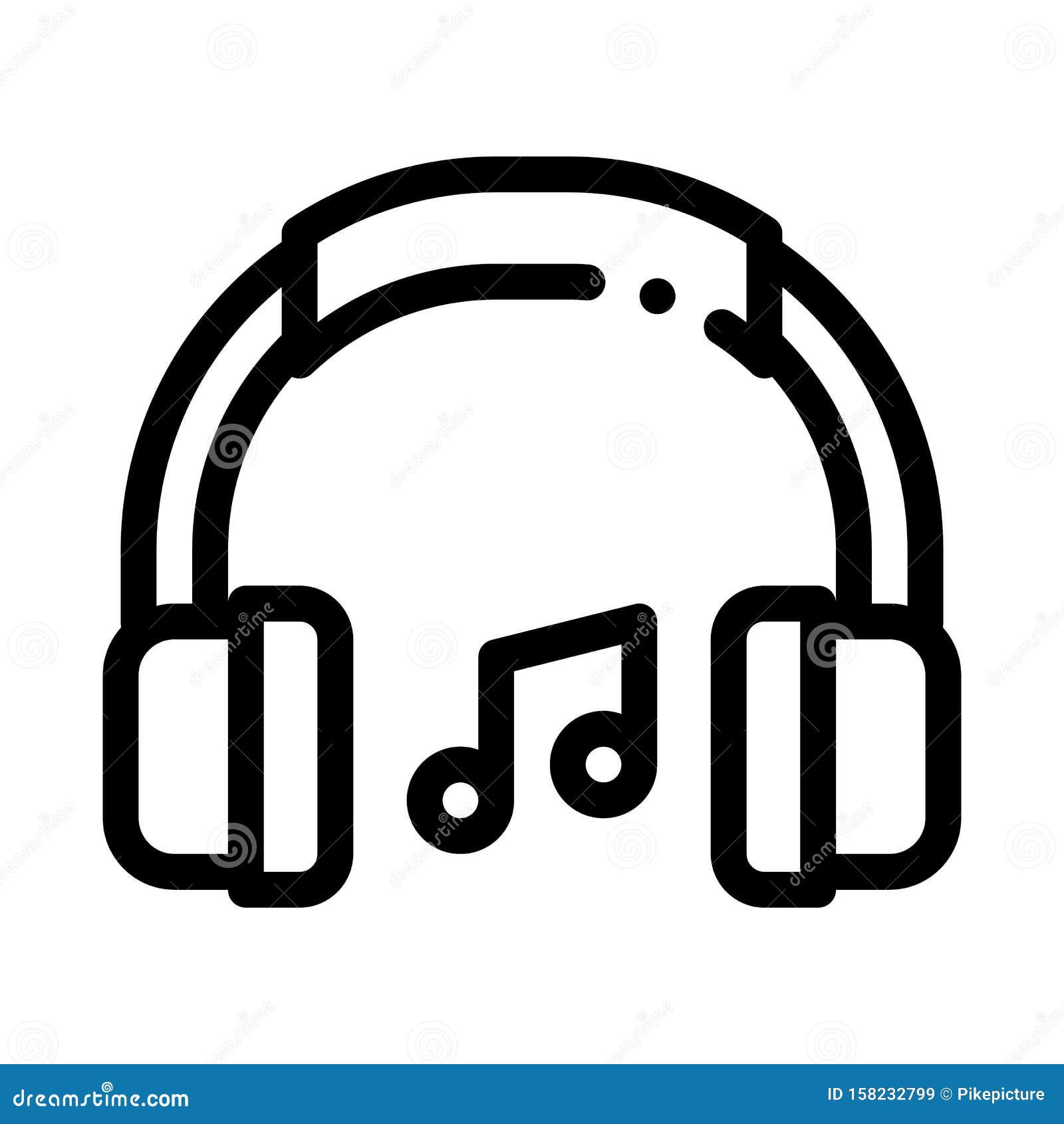 Music Headphones and Musical Notes Vector Icon Stock Vector - Illustration  of black, background: 158232799