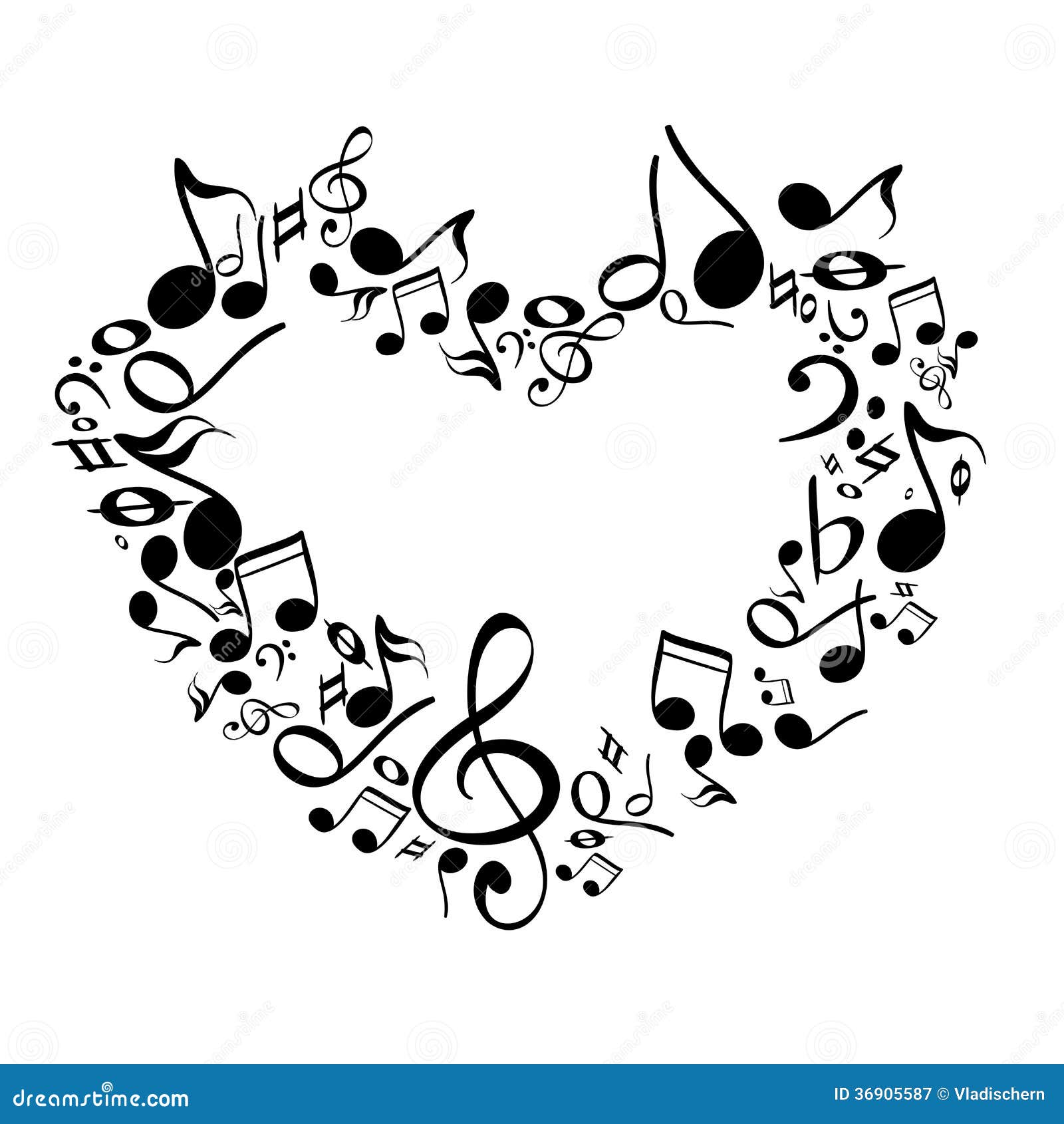 Music From Heart Sketch Vector Illustration Stock Vector - Illustration