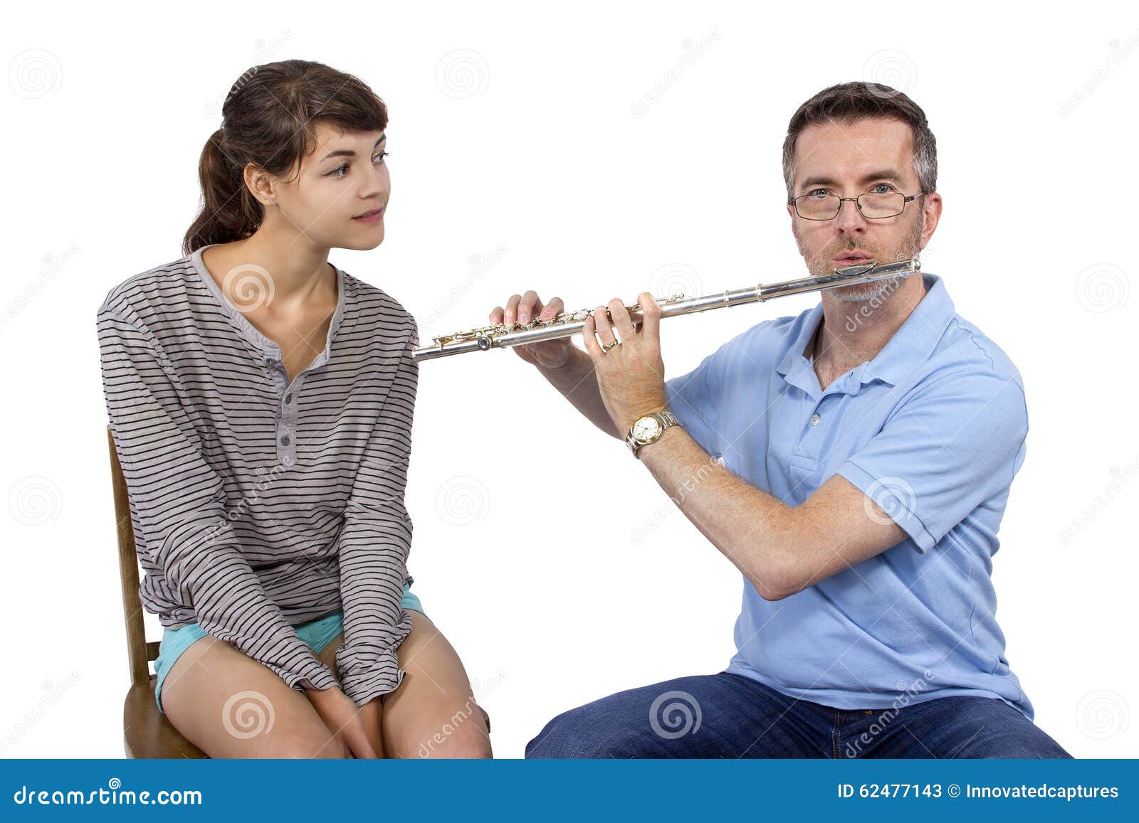 Music Instructor Teaching How To Play the Flute Stock Image Image of