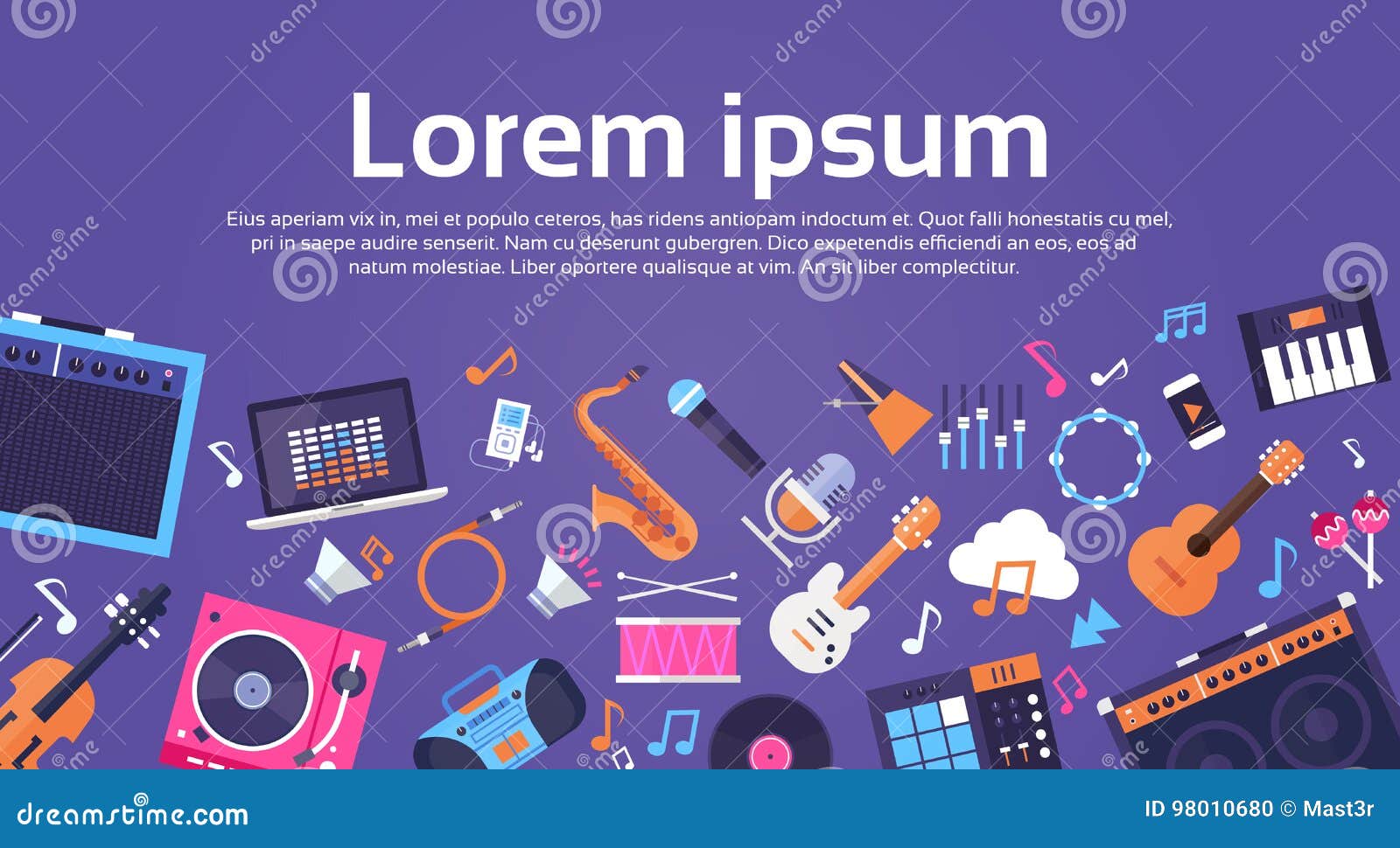 Music Instruments And Equipment Electronics Icons Banner With Copy Space Stock Vector Illustration Of Electrical Background