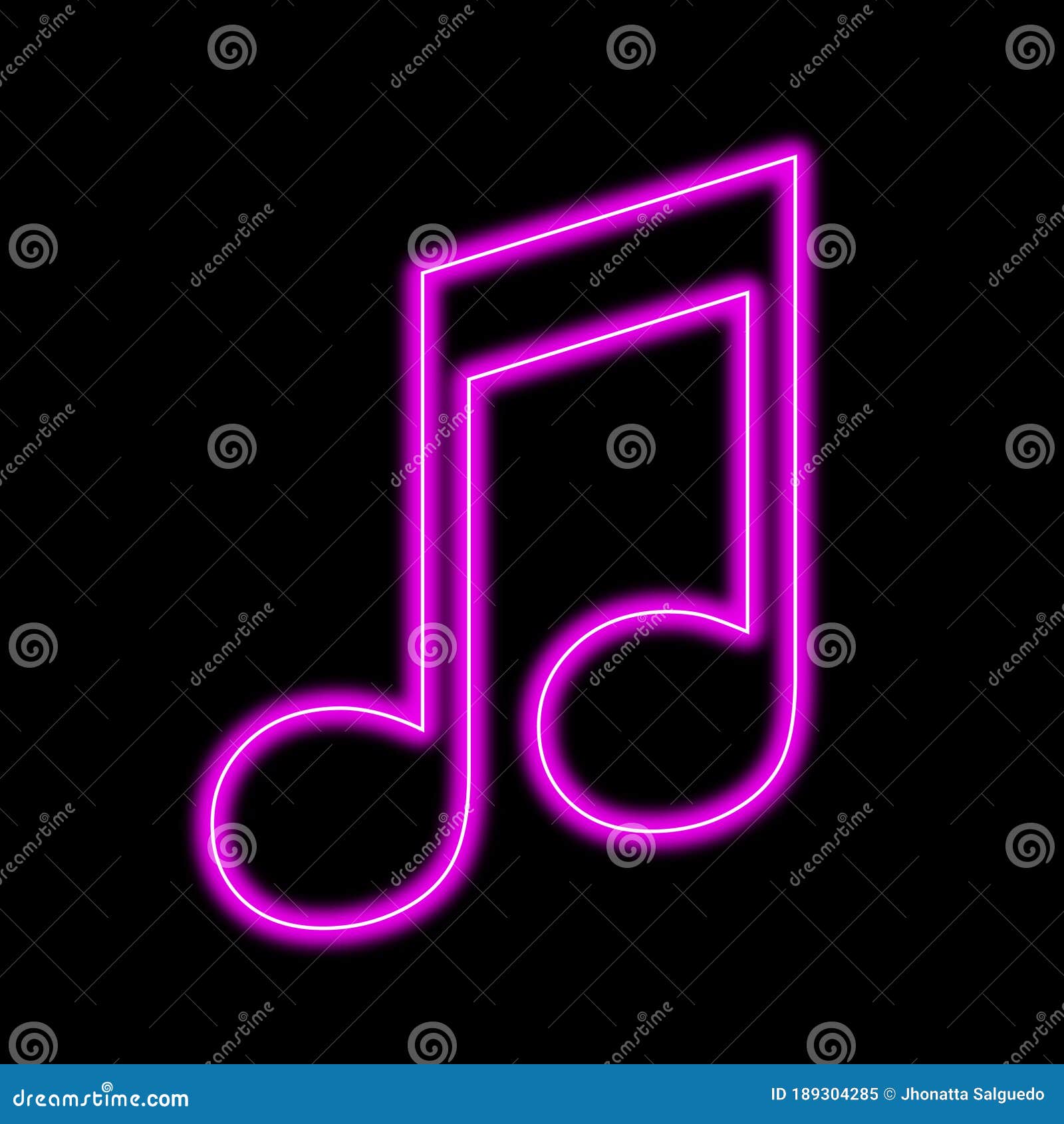 quaver pink music icon neon  on black background