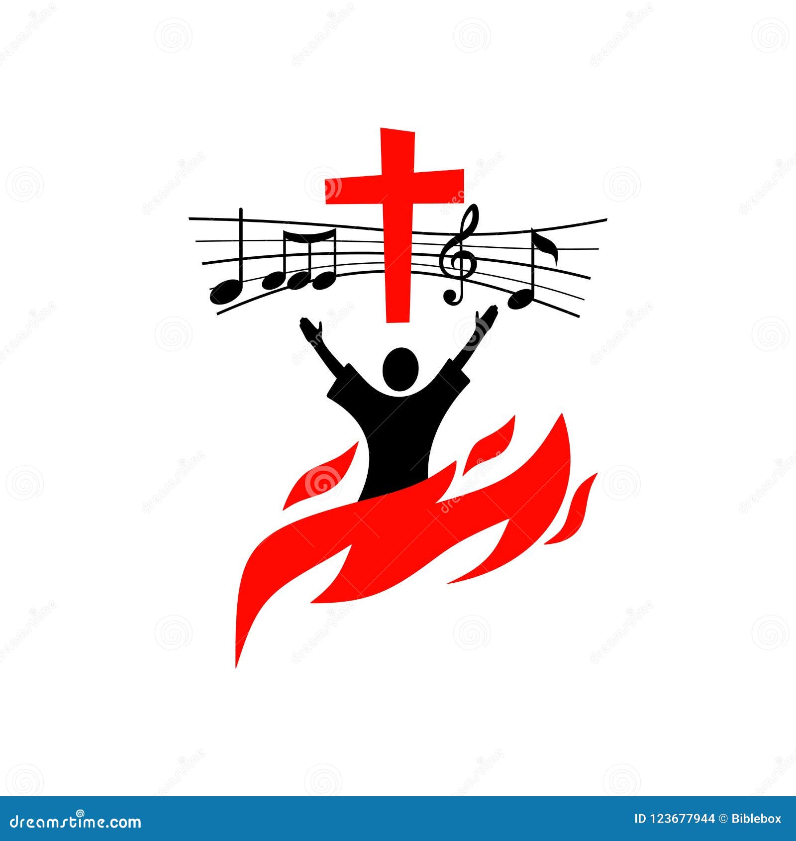 music logo. christian s. the believer worships jesus christ, sings the glory to god.