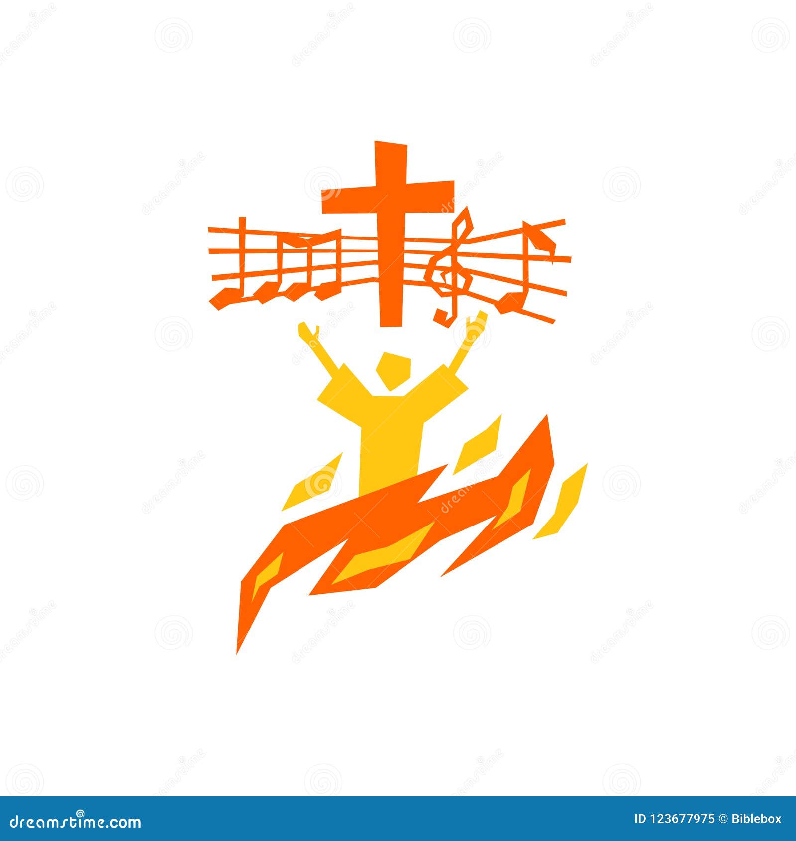 music logo. christian s. the believer worships jesus christ, sings the glory to god.