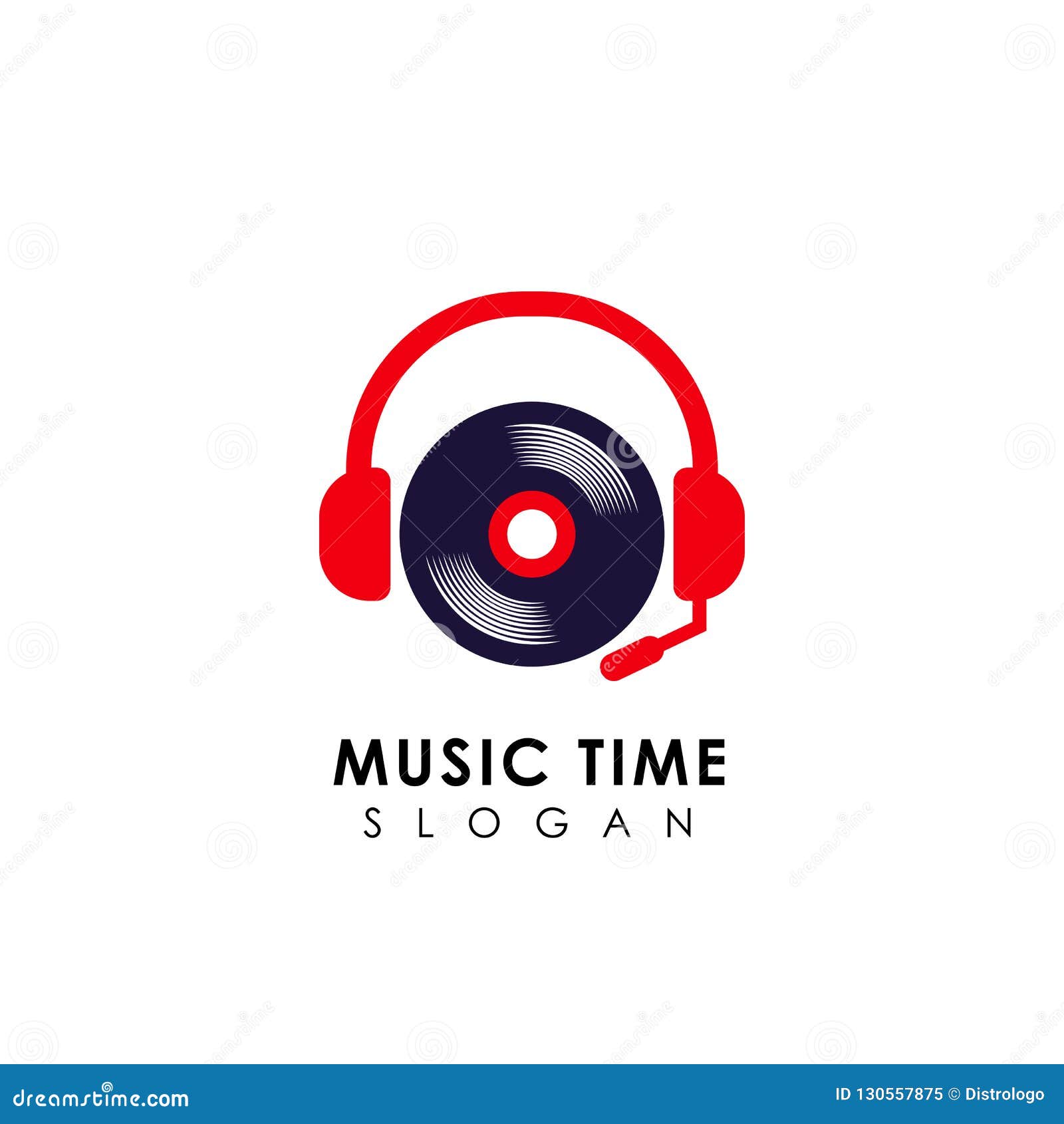Music Logo Design With Headphone And Vinyl Illustration Dj Logo Stock Vector Illustration Of Design Vector