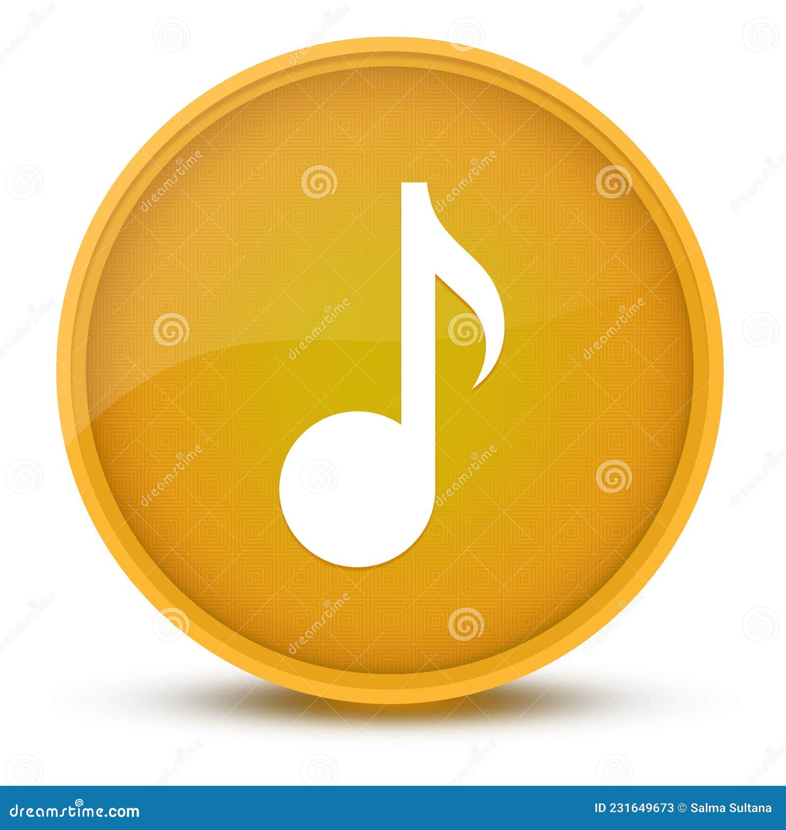 Music Luxurious Glossy Yellow Round Button Abstract Stock