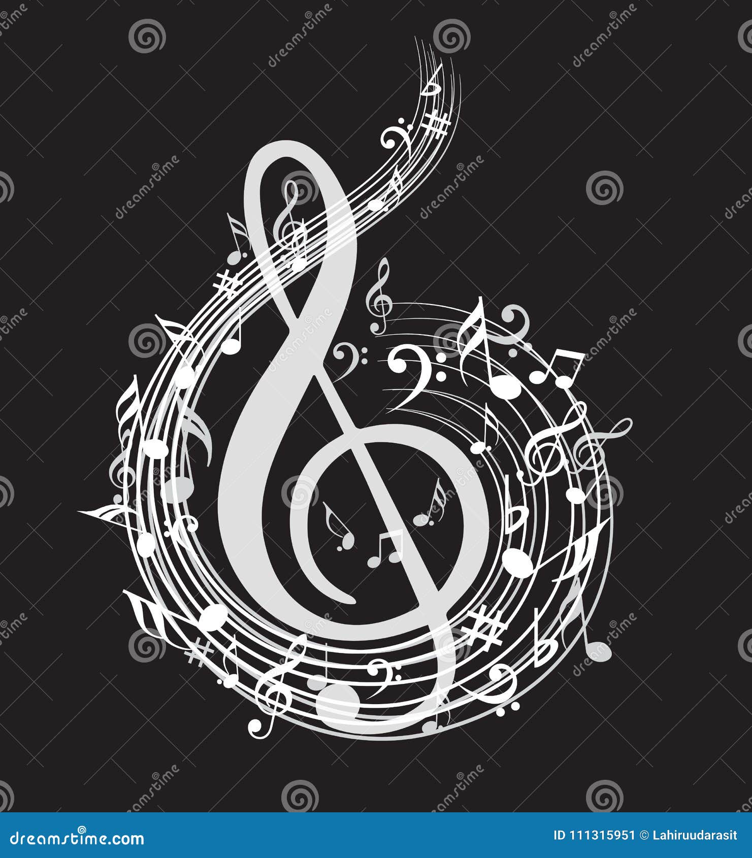 Music Note Background with Symbols Stock Vector - Illustration of black,  drawing: 111315951