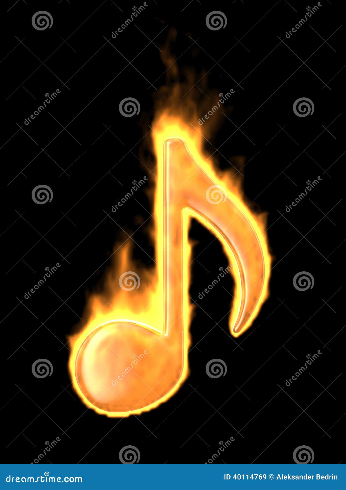Music Note Burn In Fire. 3D Icon Isolated Stock Illustration - Image