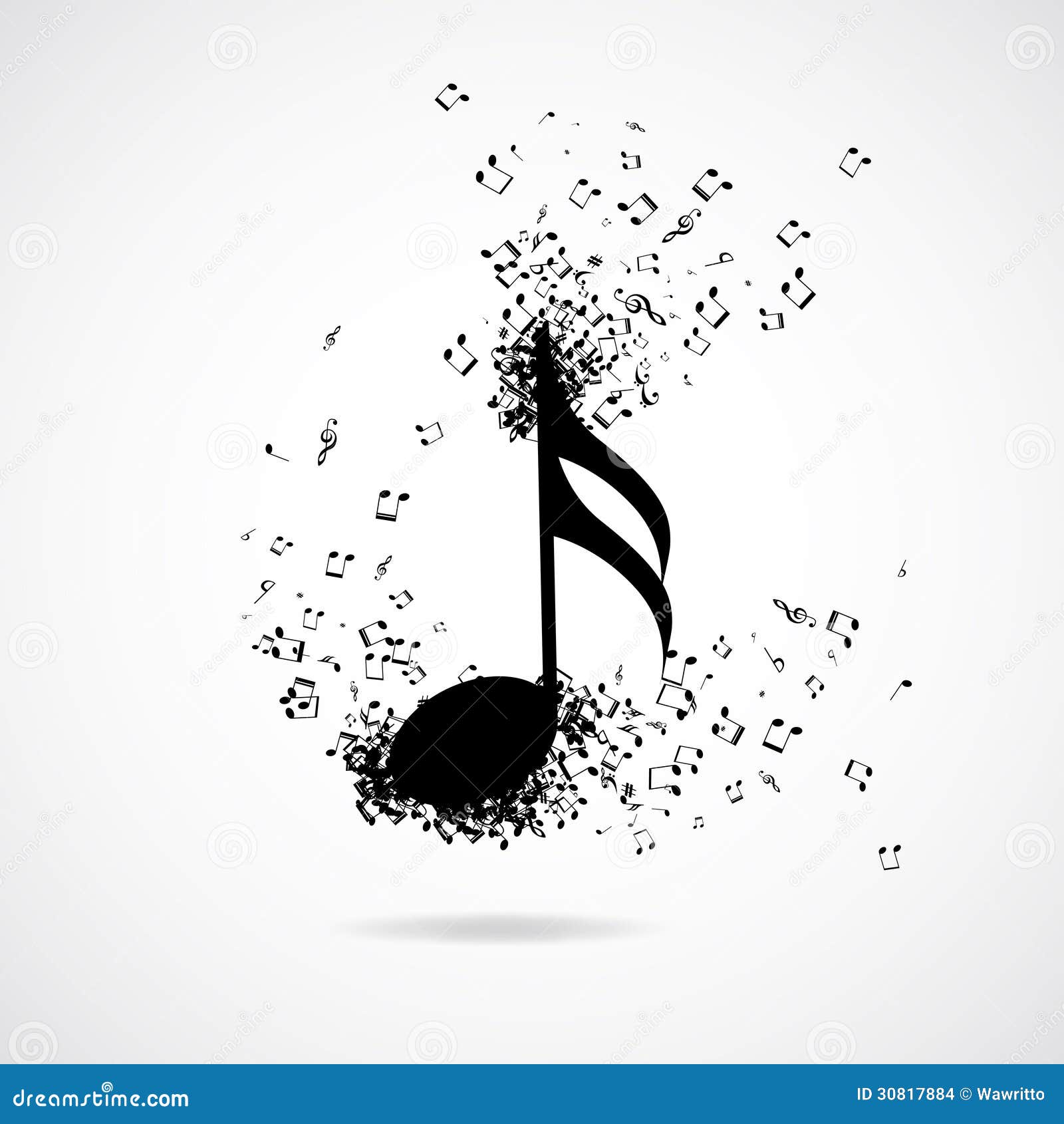 music note with burst effect