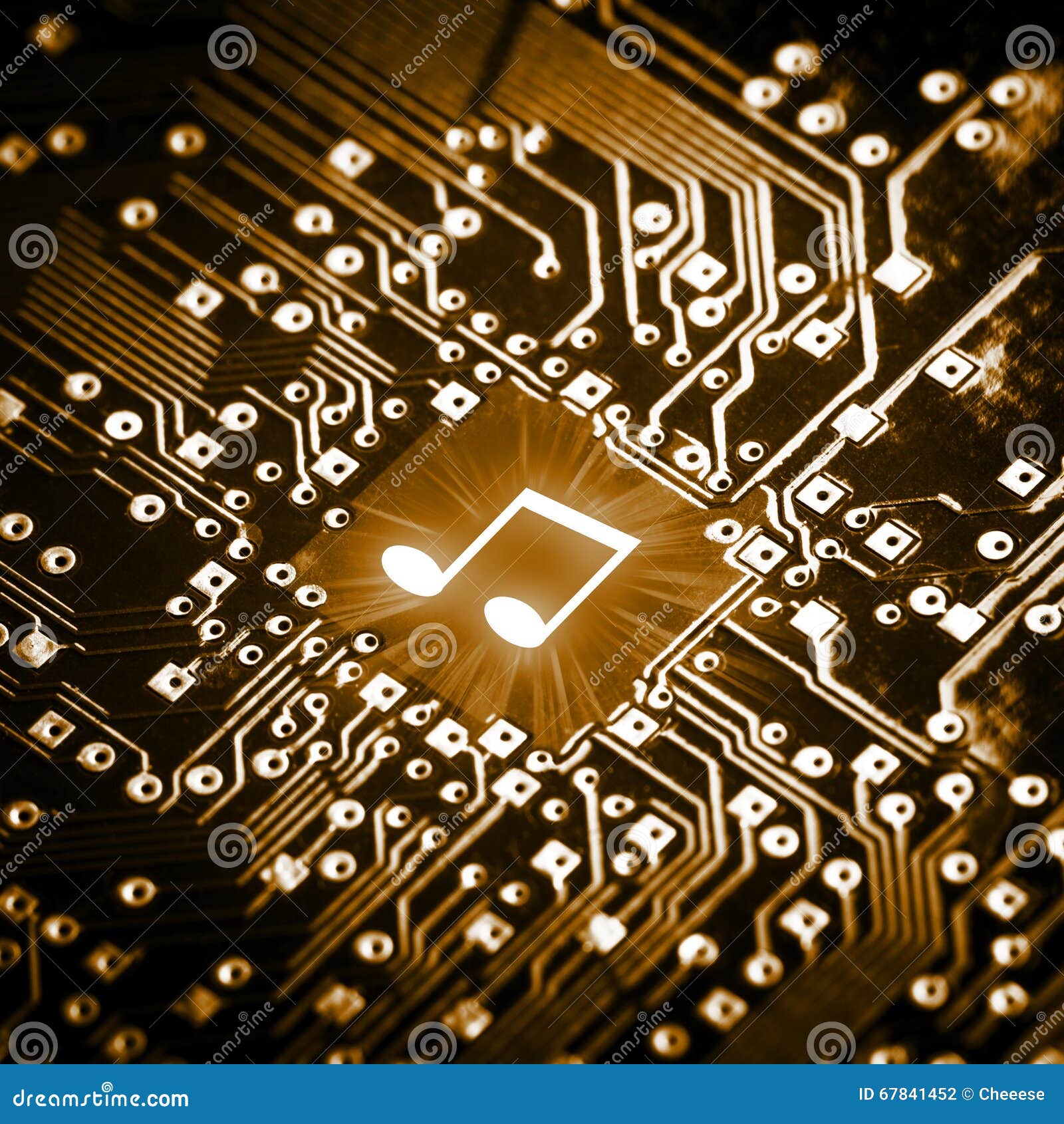 Music Note on Computer Chip Stock Photo Image of icon, background