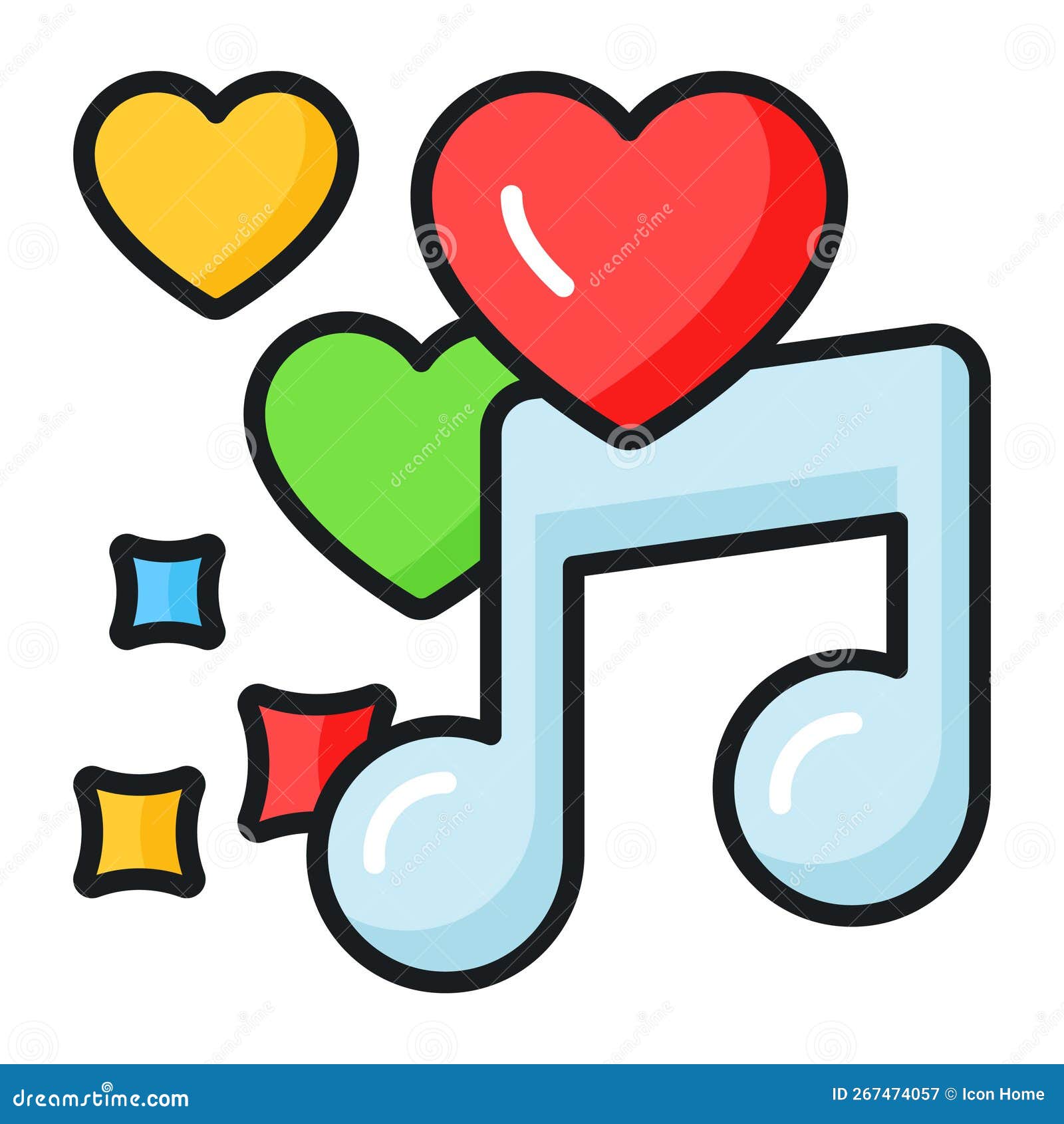 Music Note with Heart Symbol Concept of Romantic Music Vector Stock
