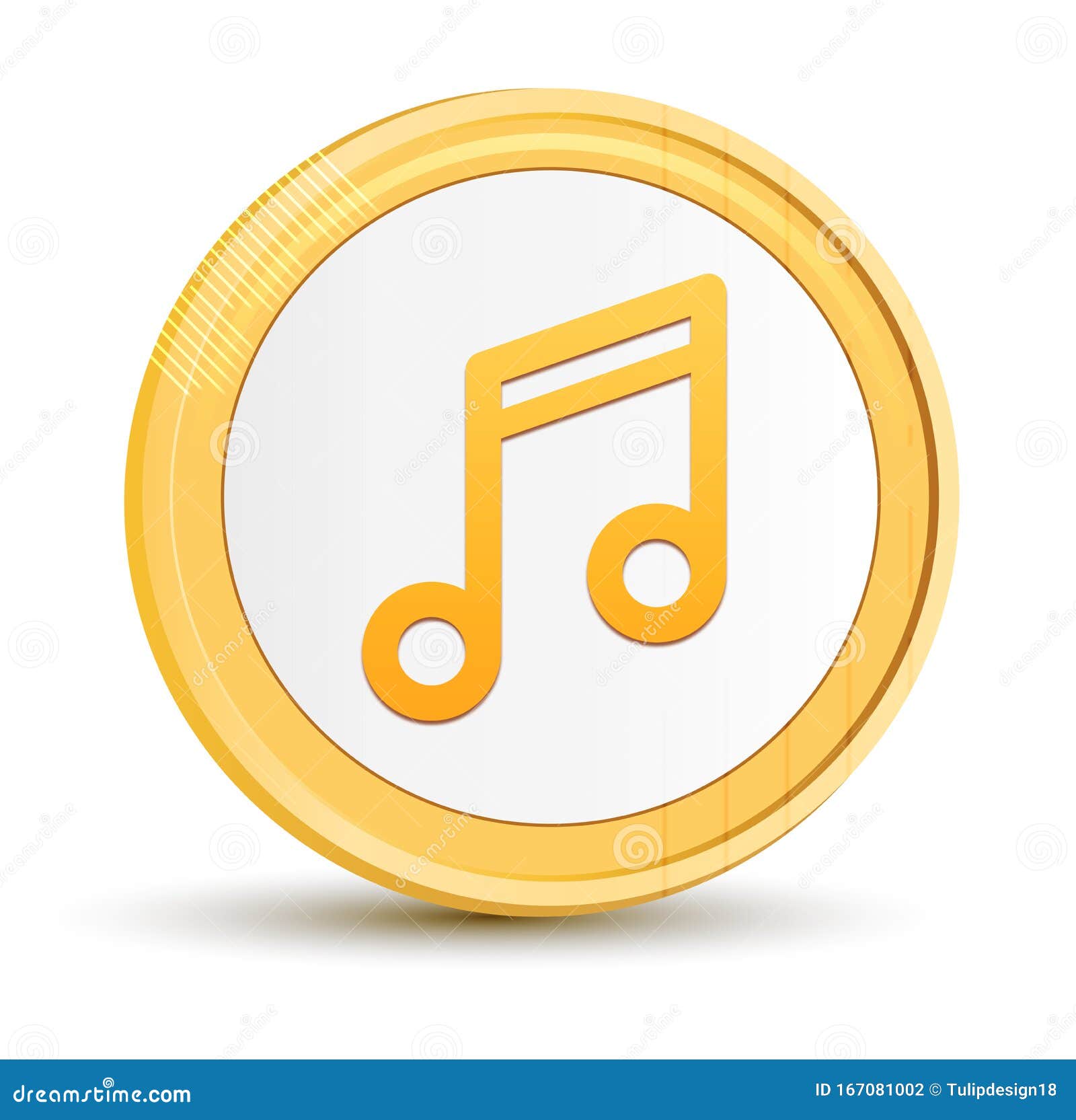 Music Luxurious Glossy Yellow Round Button Abstract Stock