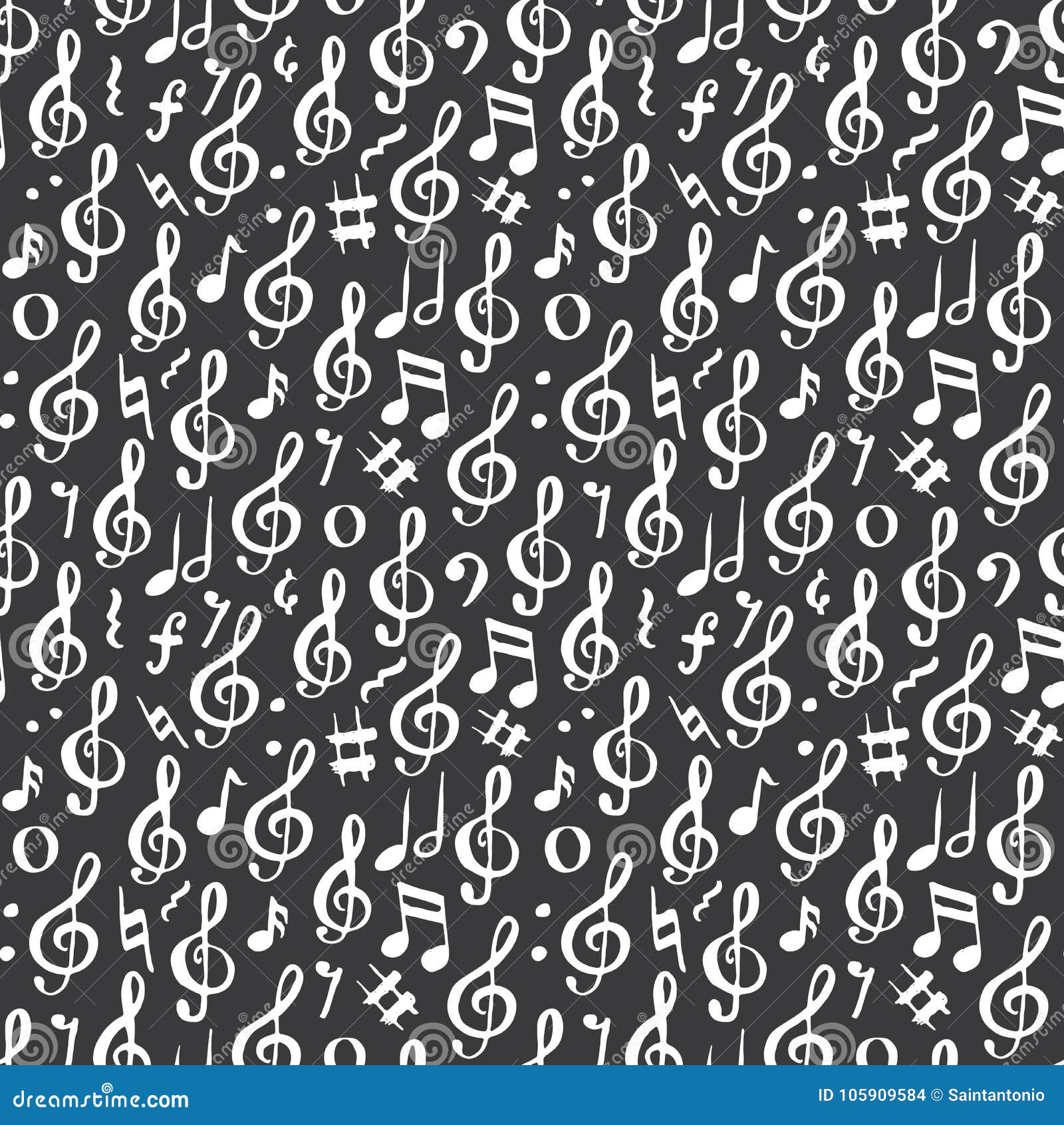 Music Note Seamless Pattern Vector Illustration. Hand Drawn Sketched ...
