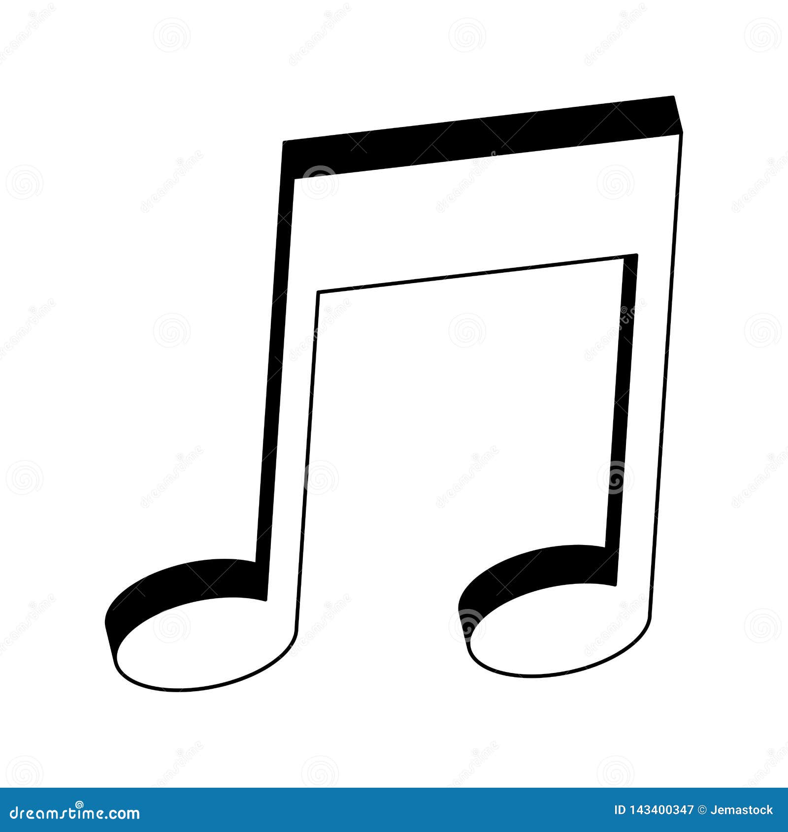 Music Note Symbol in Black and White Stock Vector Illustration of