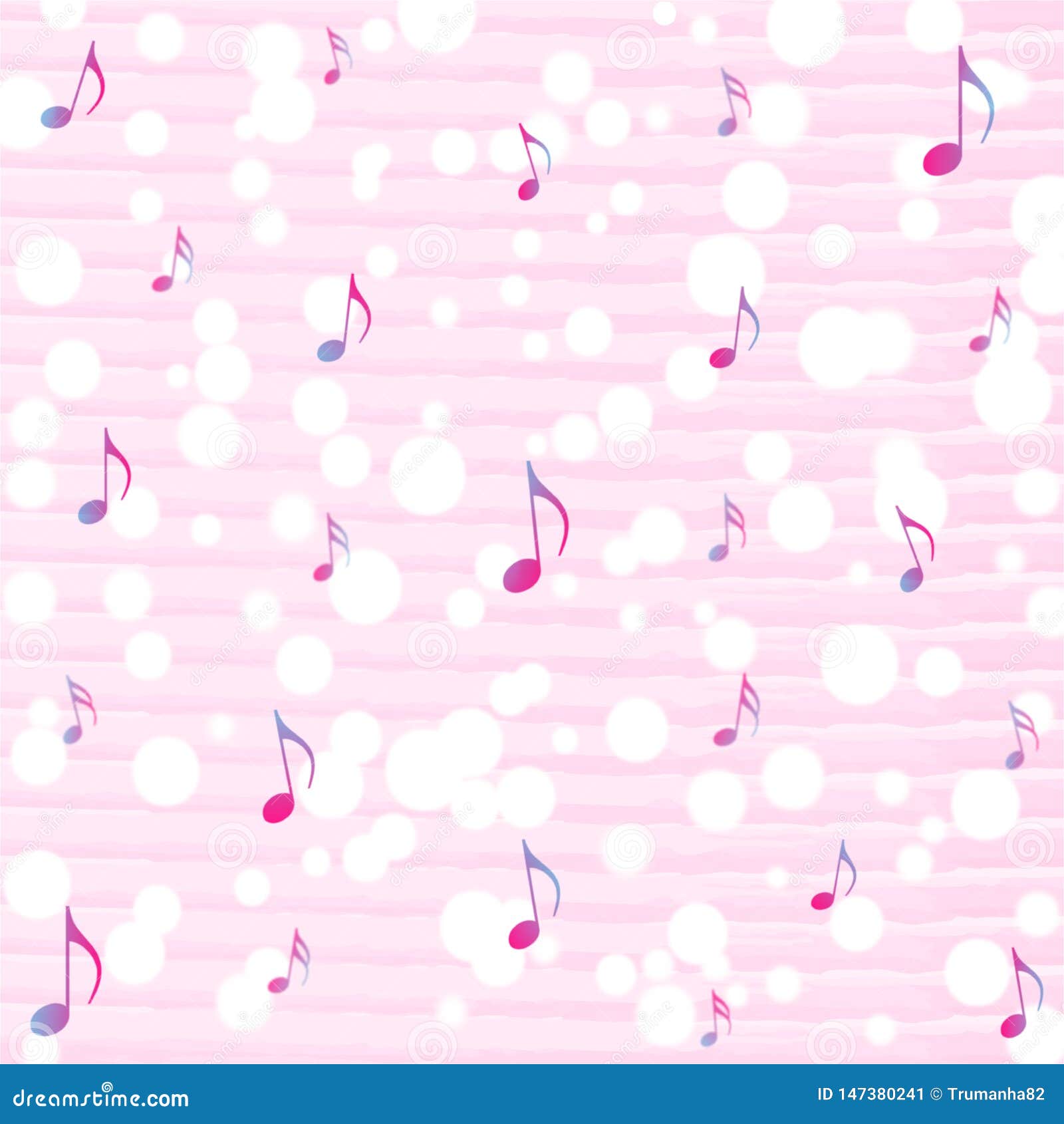 Music Notes and Bokeh in Pink Watercolor Pattern Background Stock ...