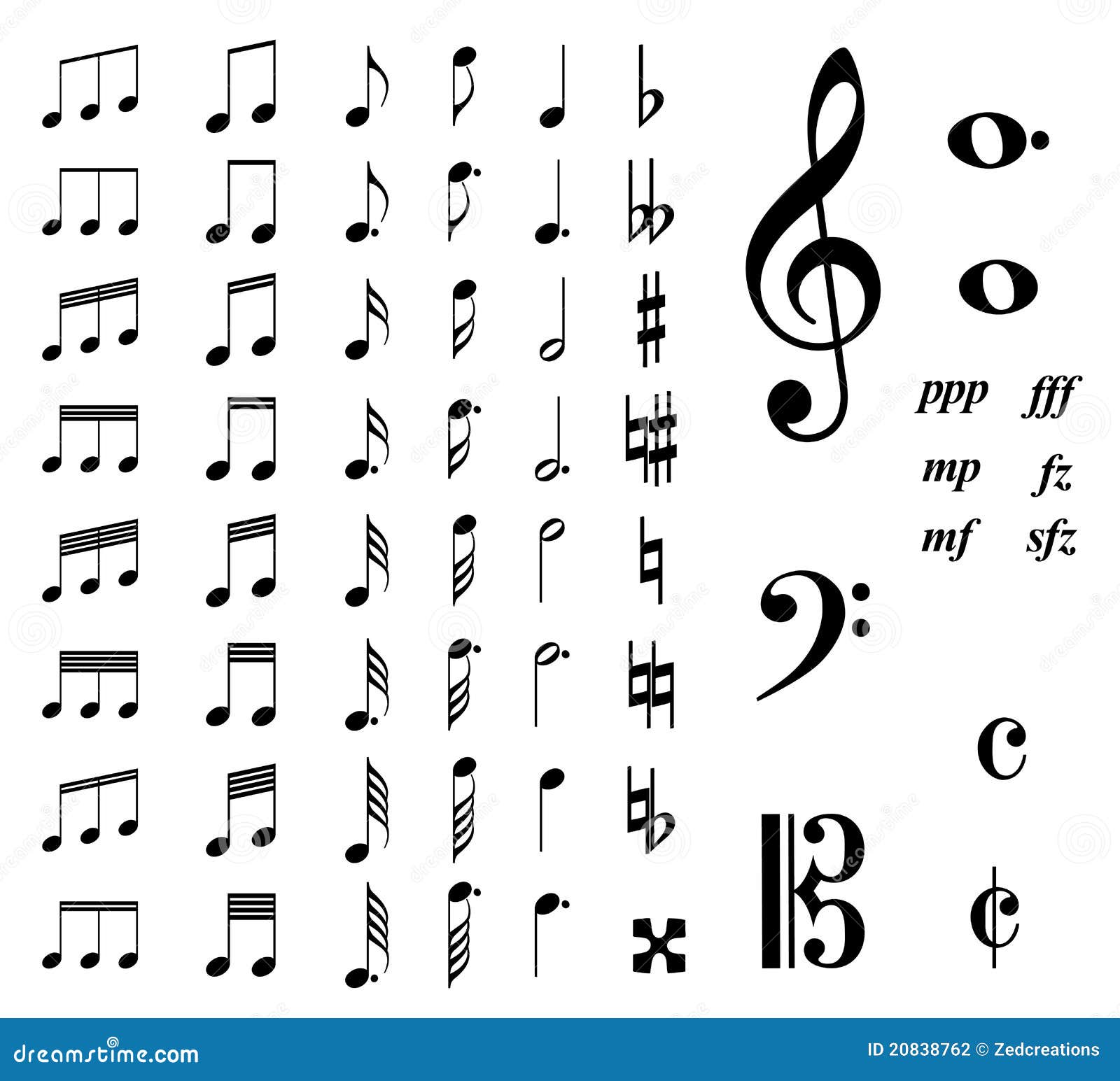 Music notes stock vector. Illustration of outline, clip - 20838762