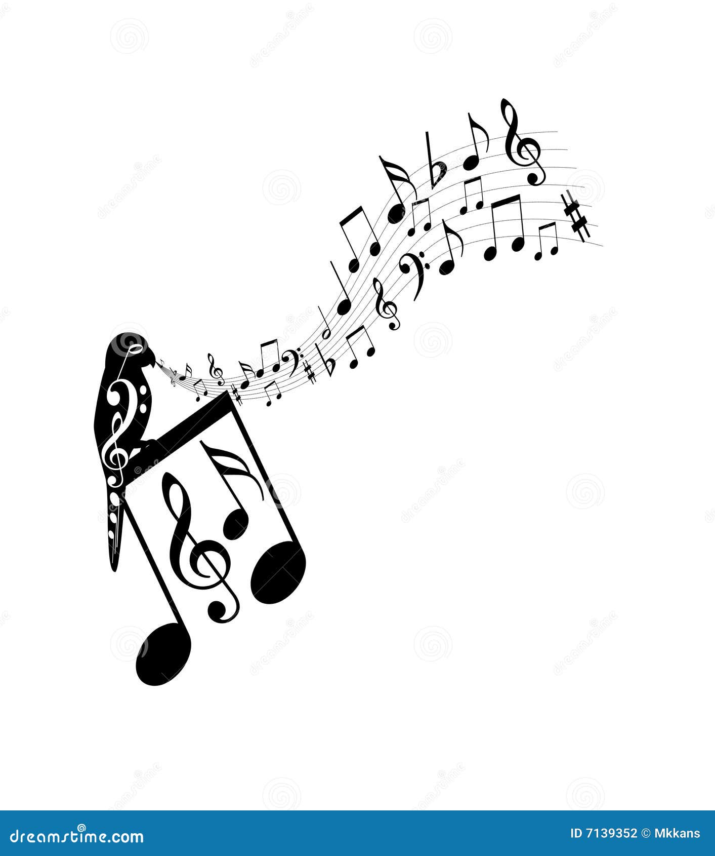 Music notes stock illustration. Image of notes, parrots - 7139352