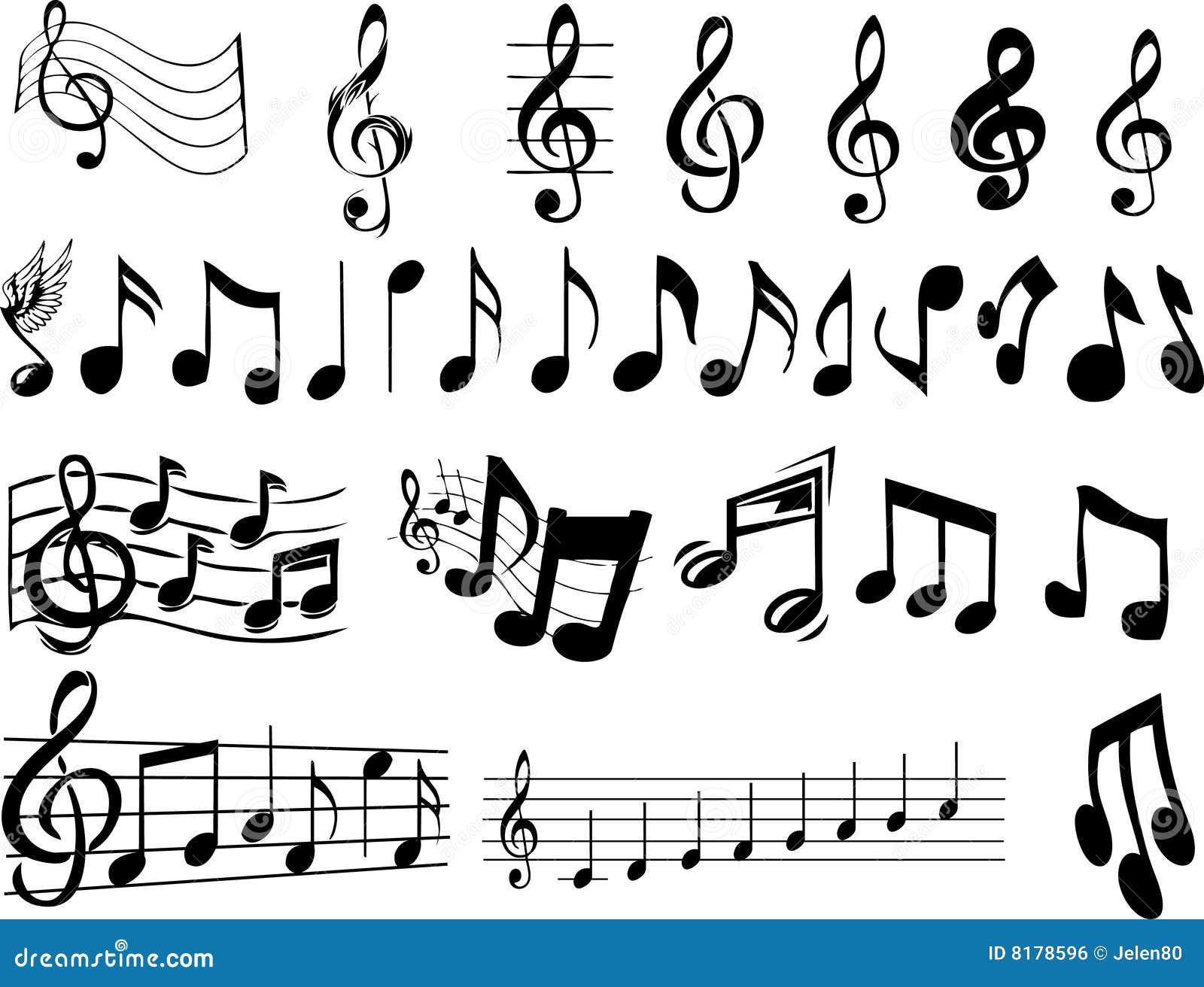 Music notes stock vector. Illustration of element, treble - 8178596