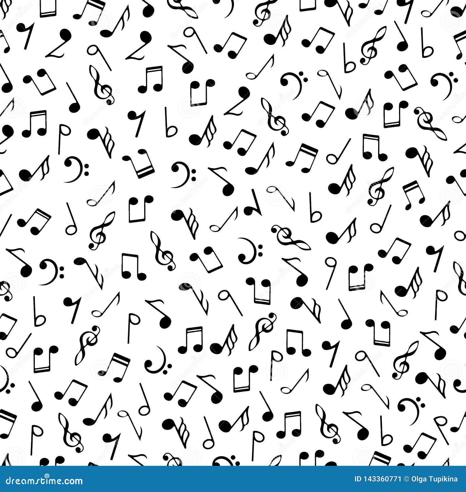 White Music Notes Black Background