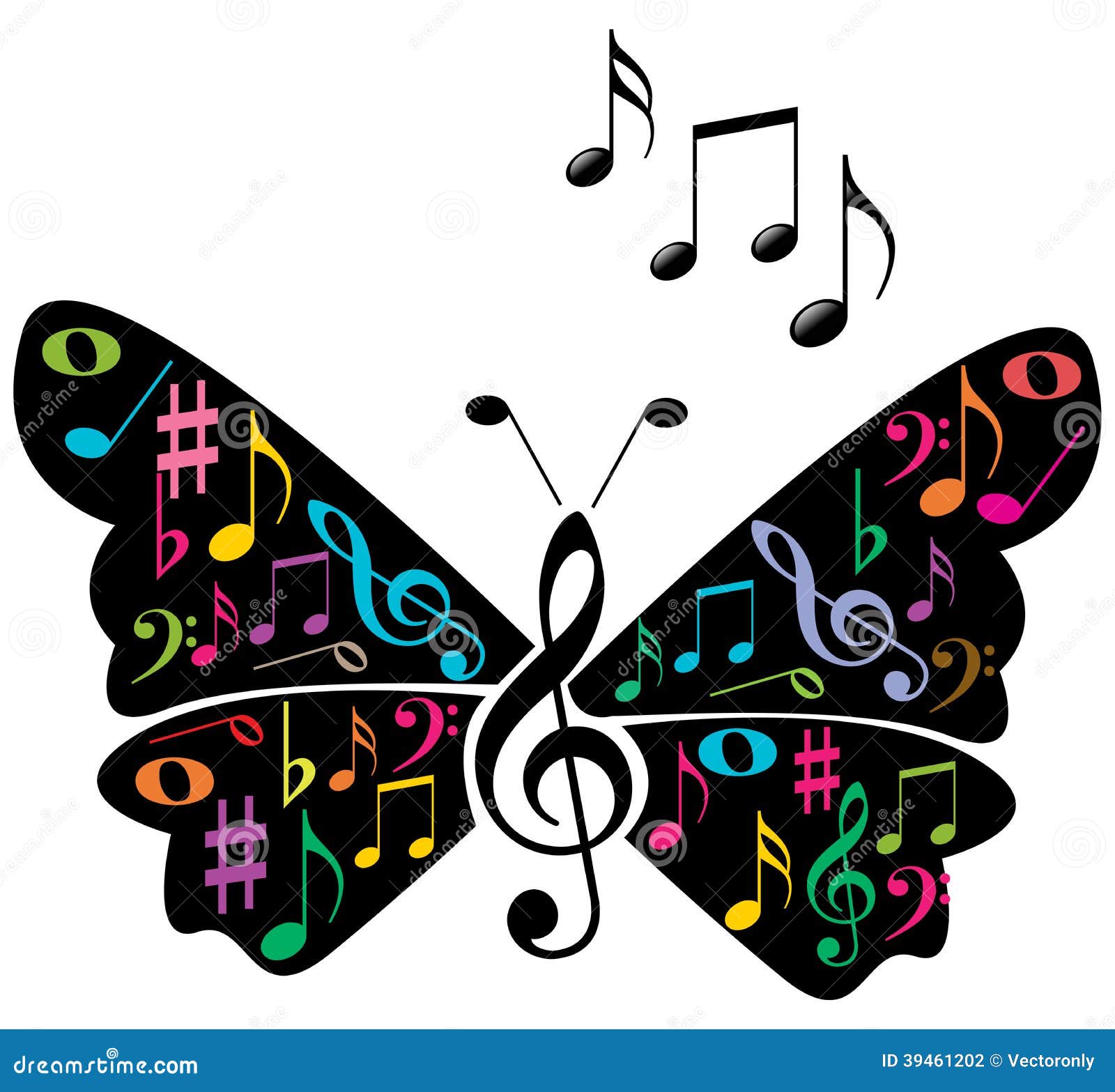 music notes butterfly