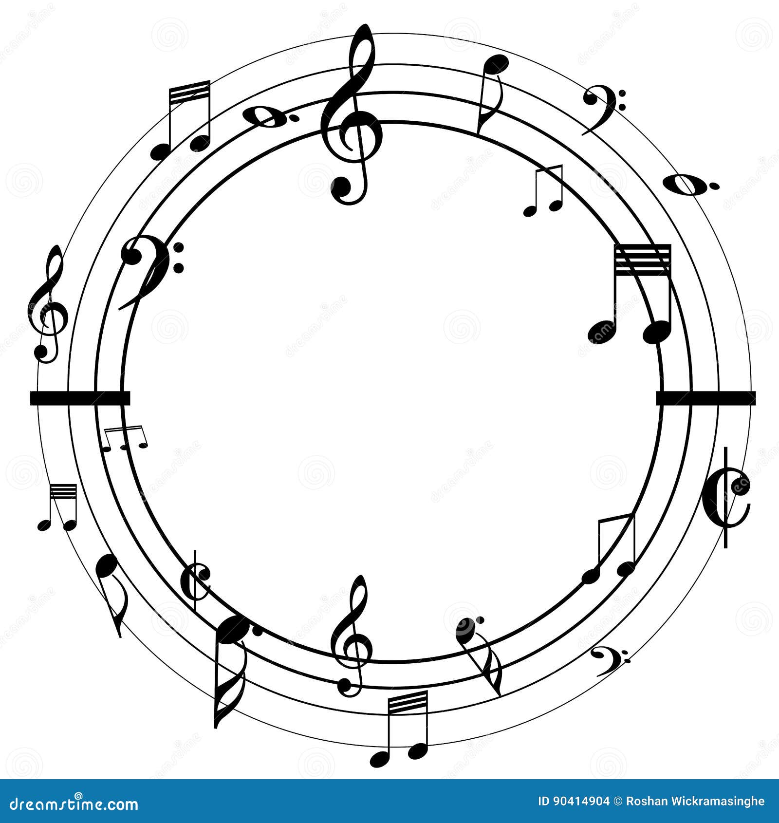 Music notes circle black stock illustration. Illustration of isolated