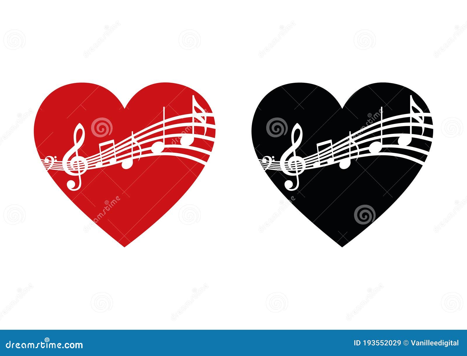 Music Notes in Heart Vector Illustration Stock Vector Illustration of