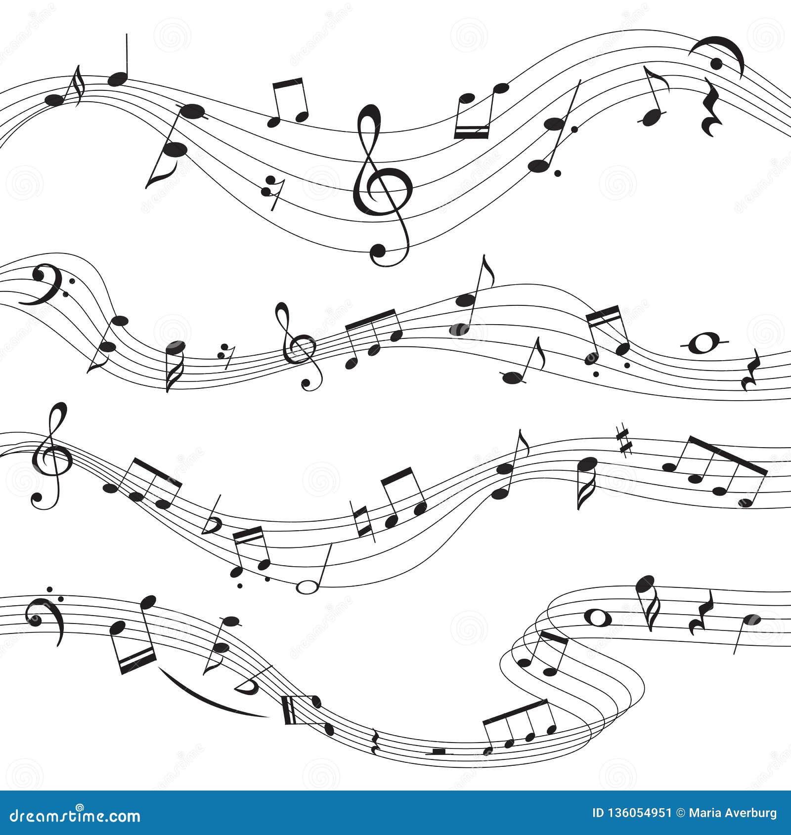Music Notes, Musical Design Element Set, Isolated, Vector Illustration ...