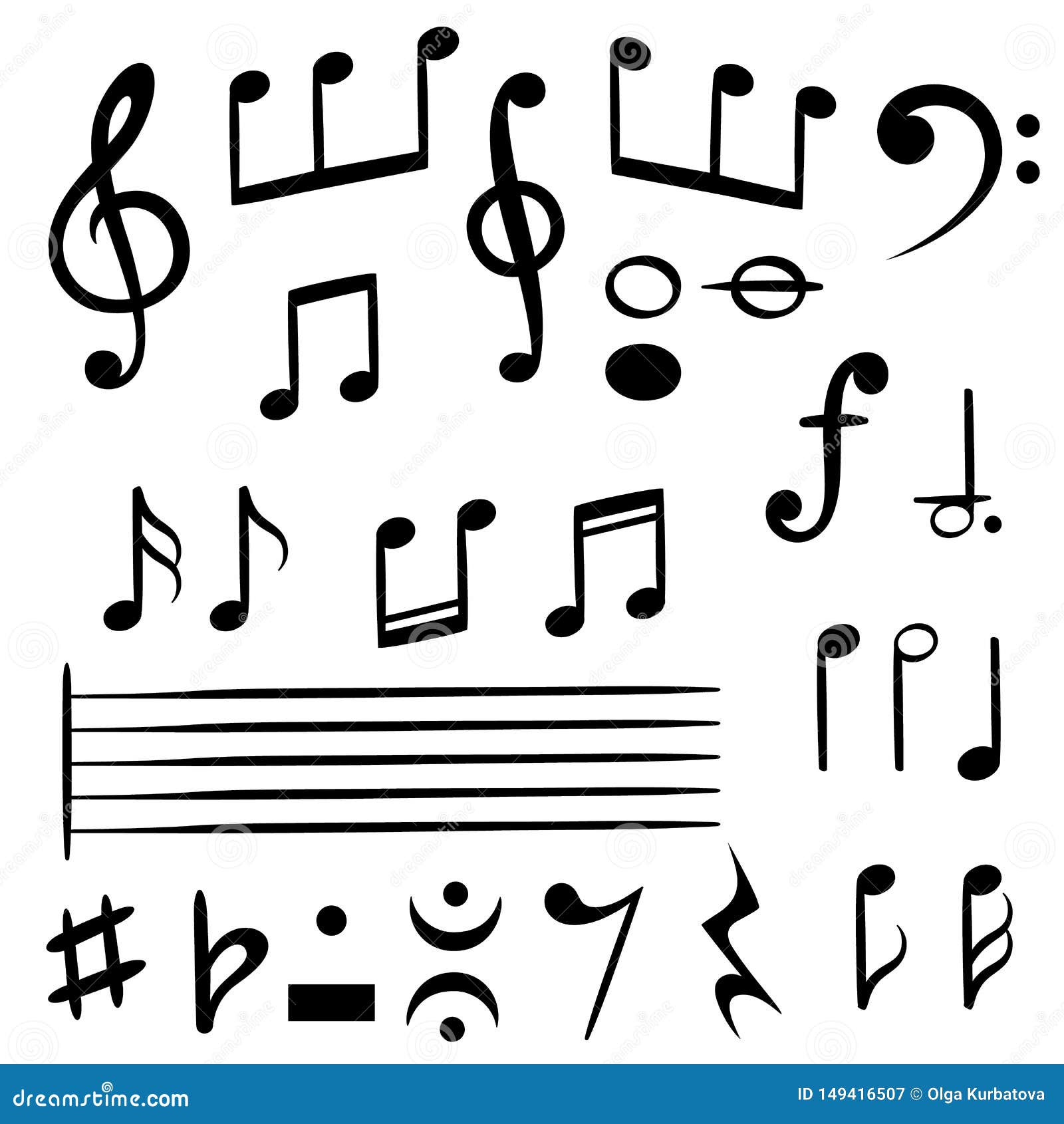 music notes. musical note key silhouette, treble clef sound melody art  s