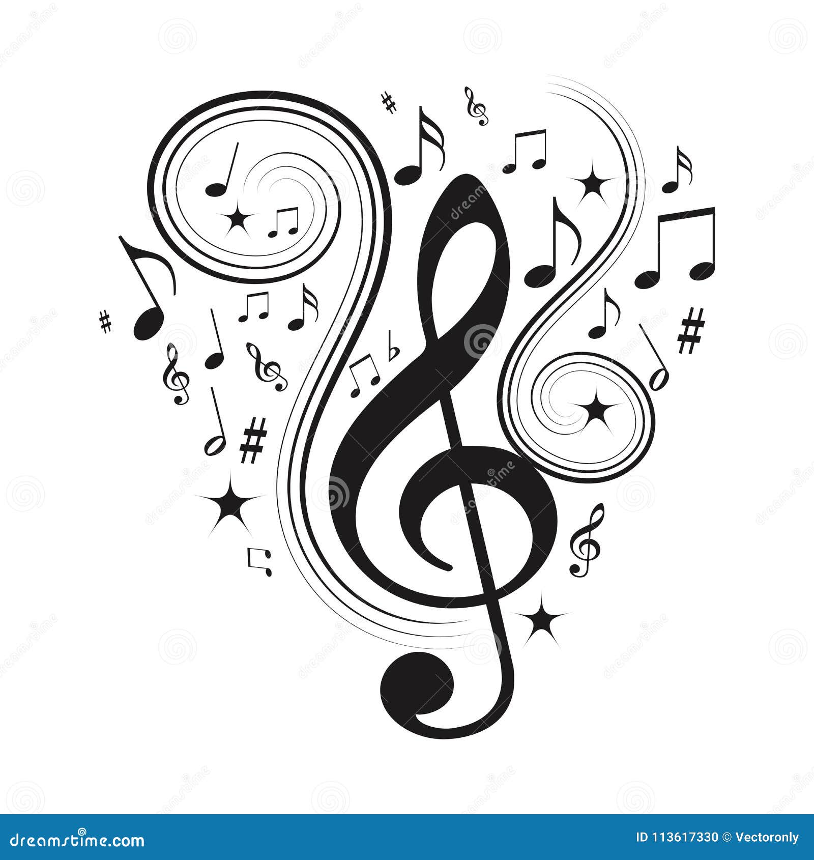 Music Notes, Musical Notes with Stars Stock Vector Illustration of
