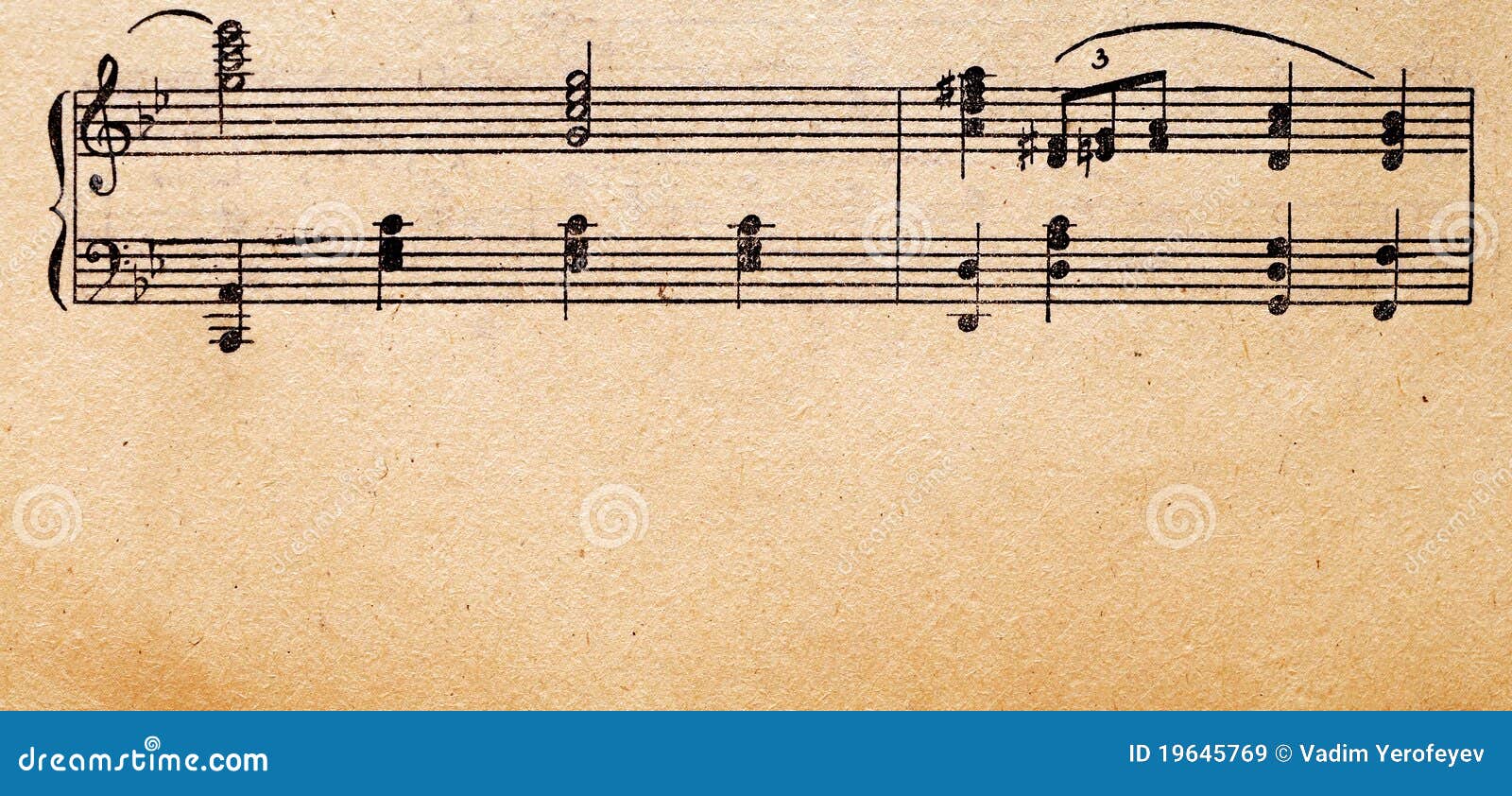 Music Notes on Old Paper Sheet Stock Image - Image of classical