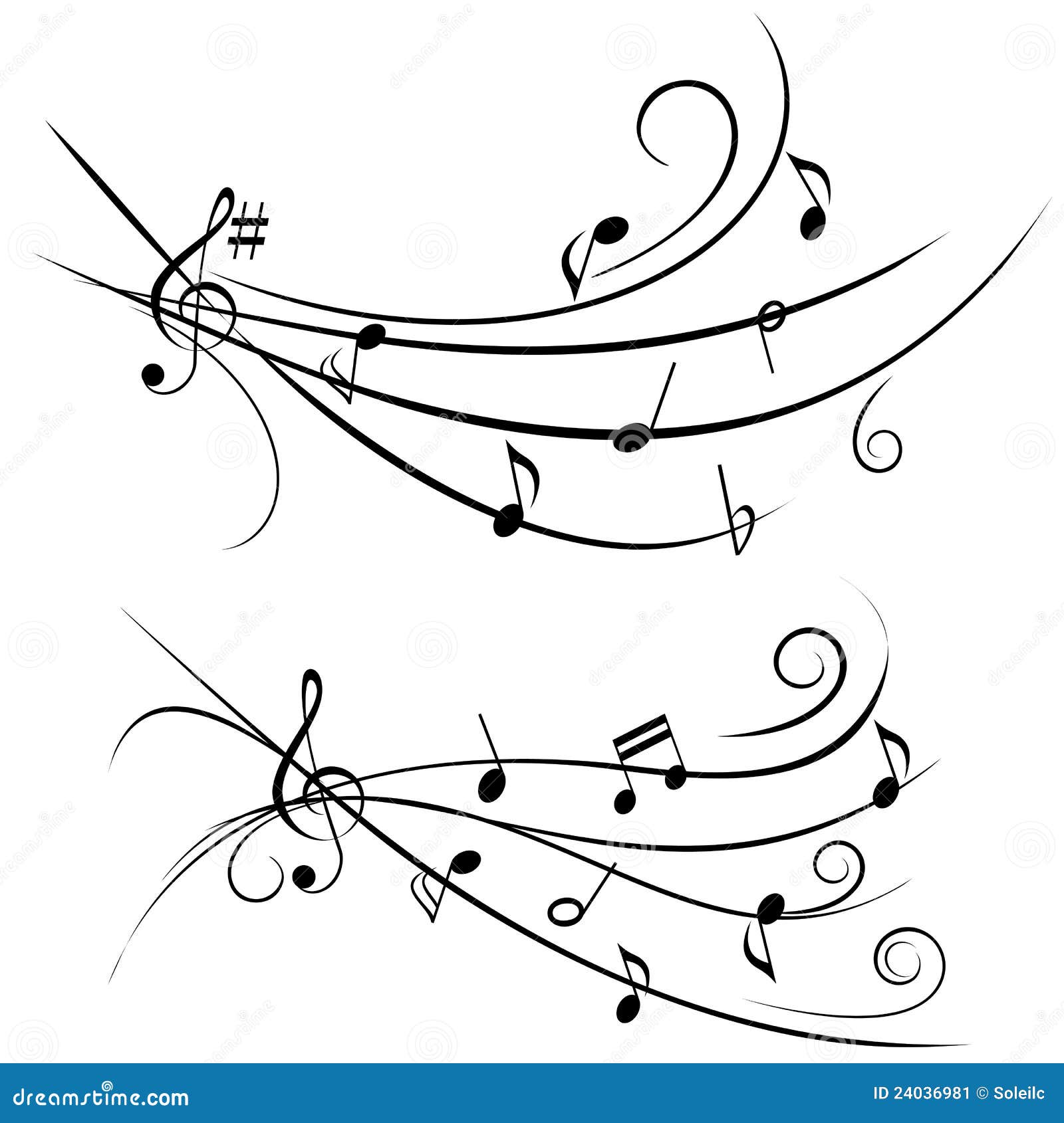 Music Notes On A Stave Or Staff Vector Illustration | CartoonDealer.com